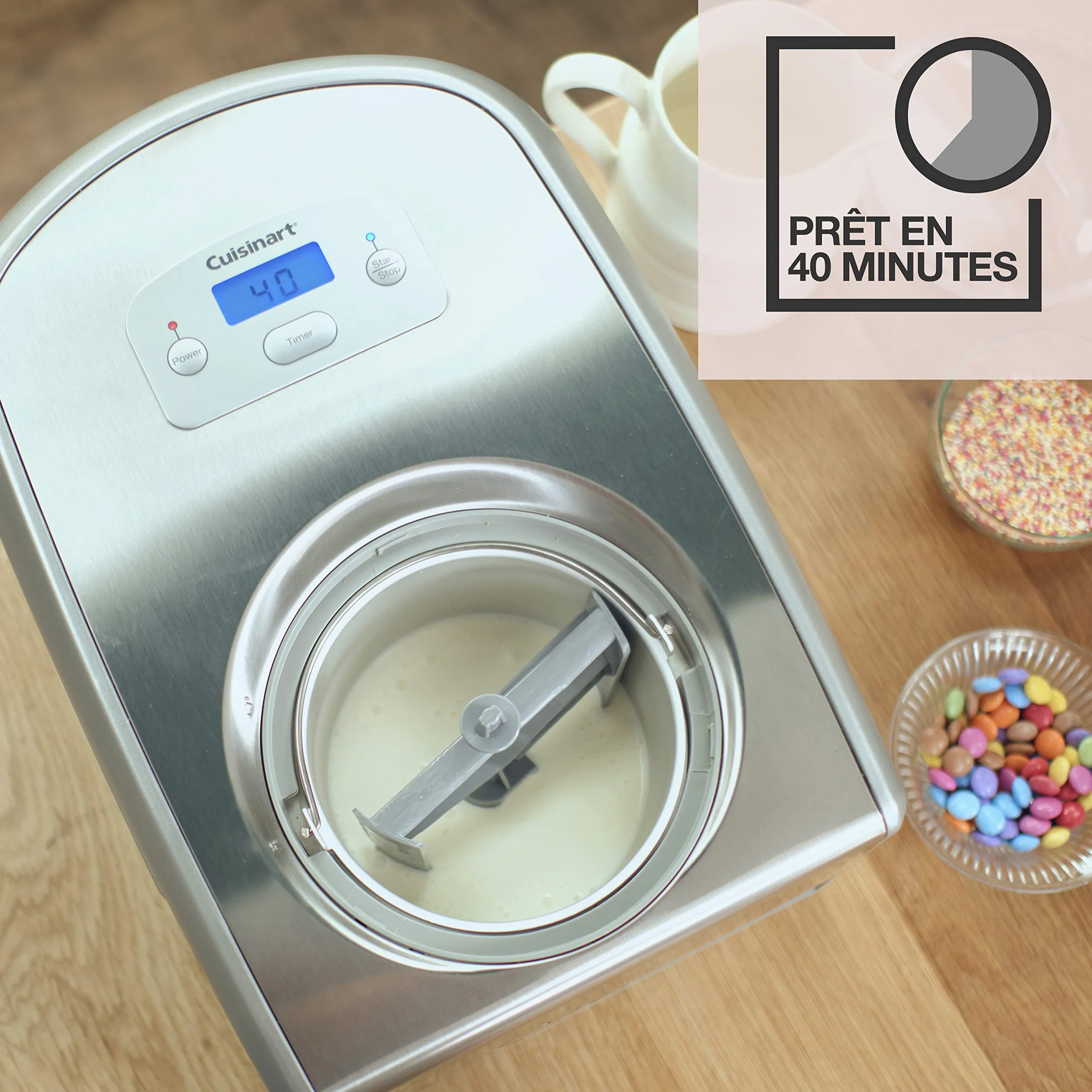 Cuisinart ICE100E Professional Maszynka Do Lodów, Stal Nierdzewna, 150 W, 1,5 L, Srebrny