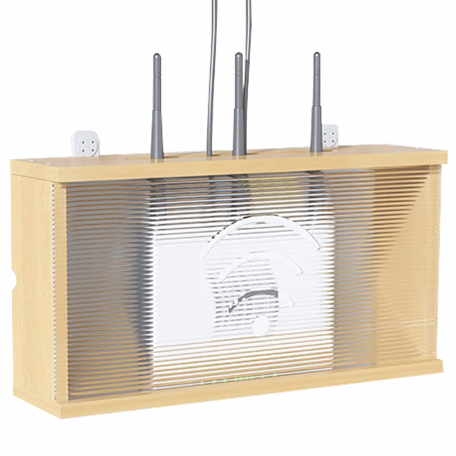 Półka do routera, pudełko do przechowywania routera Wi-Fi, organizer na kabel, organizer do routera, pudełko do przechowywania routera WiFi do ukrycia routera Wi-Fi i kabli (Legno)