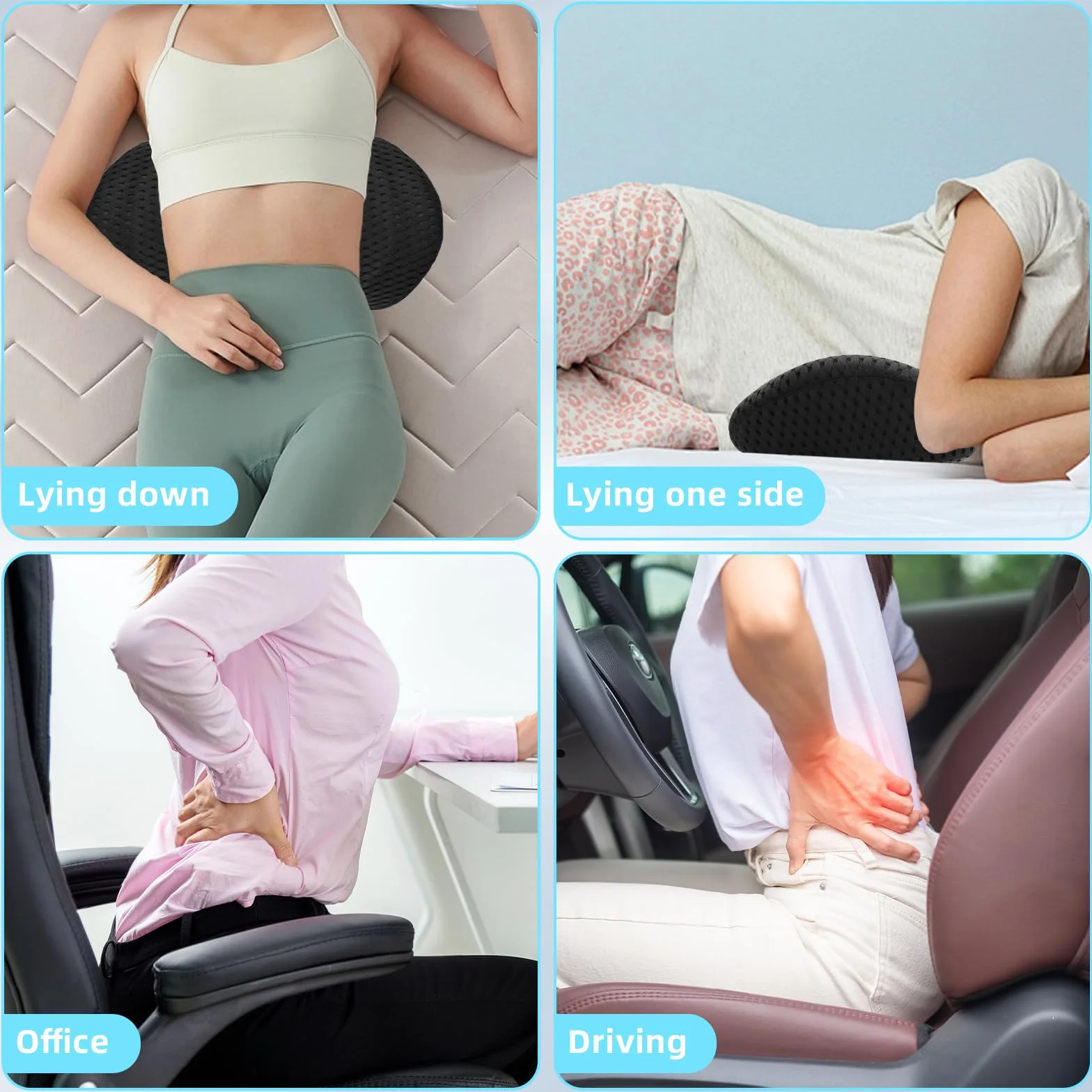 Poduszka lędźwiowa, ergonomiczna poduszka lędźwiowa, poduszka pod plecy z regulowanym paskiem, pianka z pamięcią kształtu, poduszka podpierająca okolice lędźwiowe do fotela biurowego i fotela