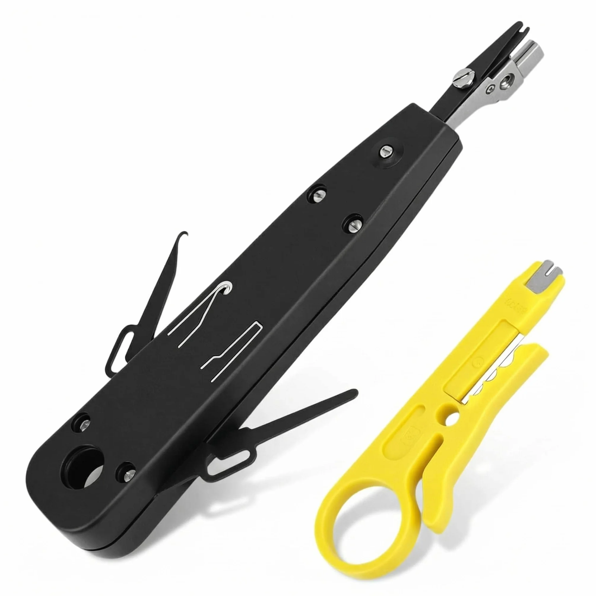 QWORK® Profesjonalny zestaw narzędzi do dziurkowania Ethernet do RJ45 Cat5/Cat6/Cat7, zawiera narzędzie do zdejmowania izolacji