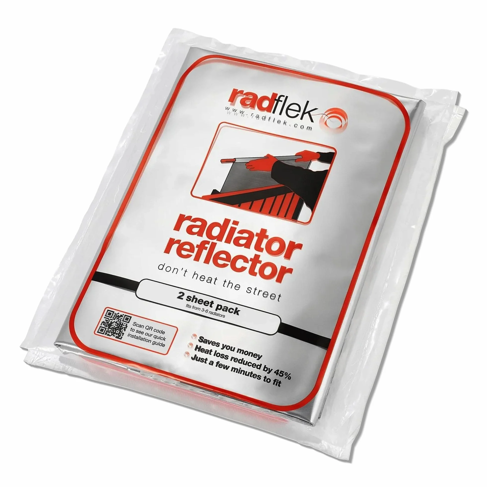 Radflek - Reflektory grzejnikowe z radełkami (3 strony, 2 paski samoprzylepne, na 3-6 grzejników)