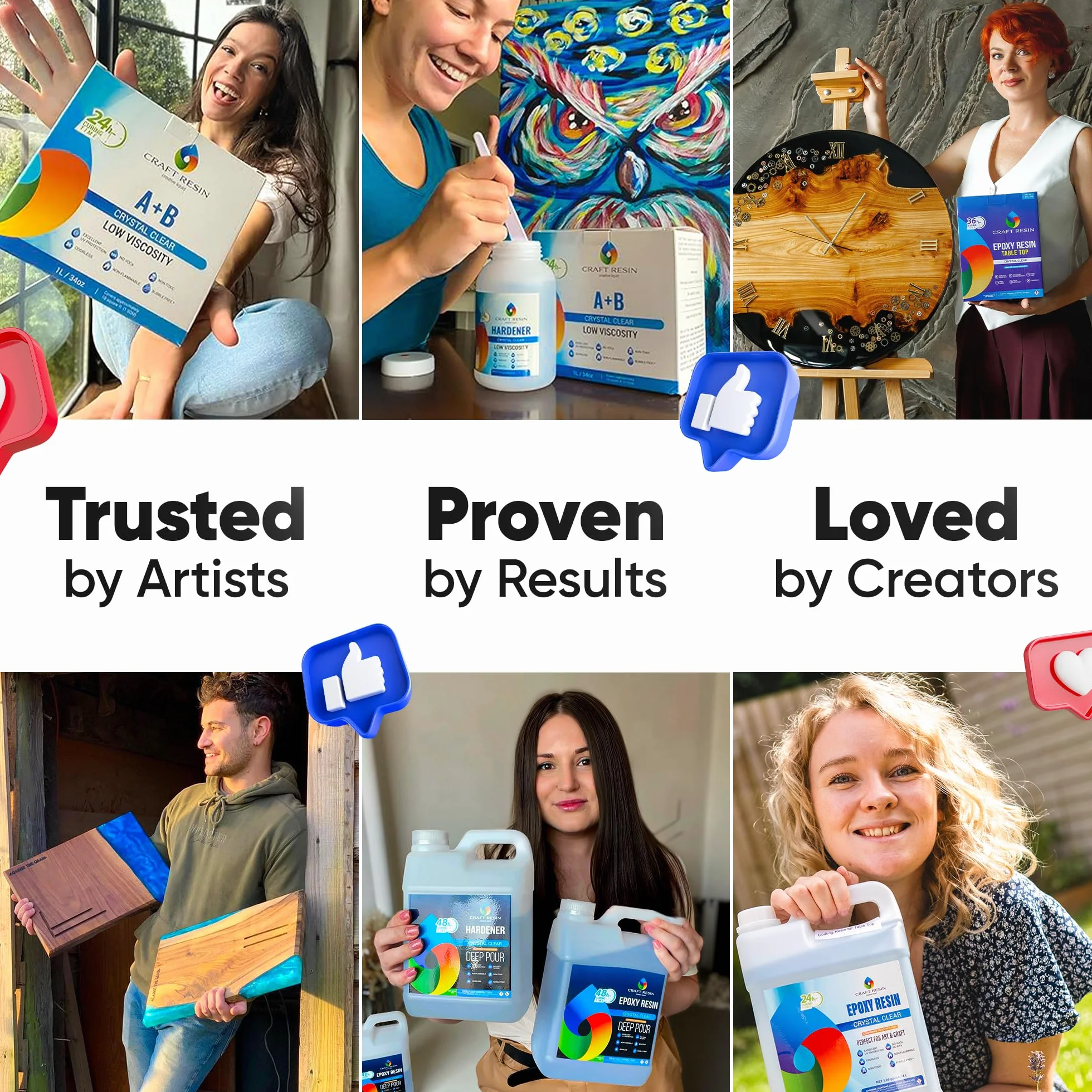 CRAFT RESIN 1.5L Epoksydowa Żywica Do Głębokich Odlewów – Gruba Warstwa Do 8 Cm – krystalicznie czysta żywica odlewnicza bez pęcherzyków powietrza – odporna na promieniowanie UV, nadaje się do