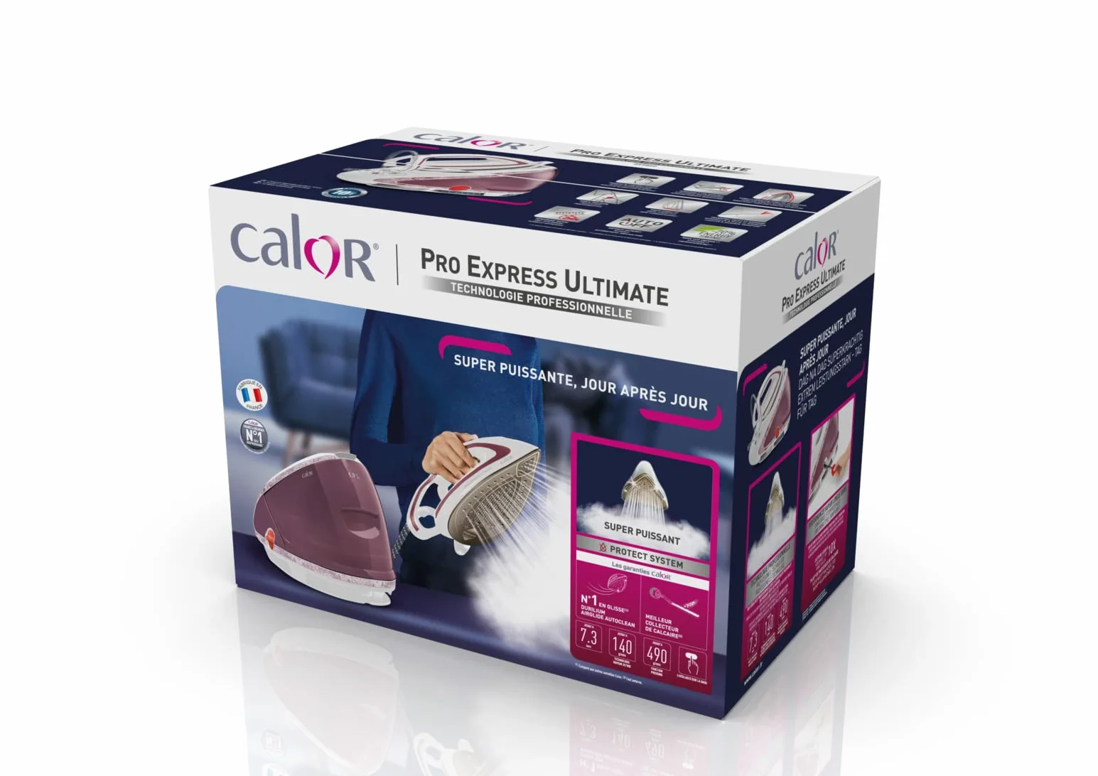 Calor GV9560C0 Pro Express Ultimate wysokociśnieniowa stacja parowa, tworzywo sztuczne, kolor biały, fioletowy