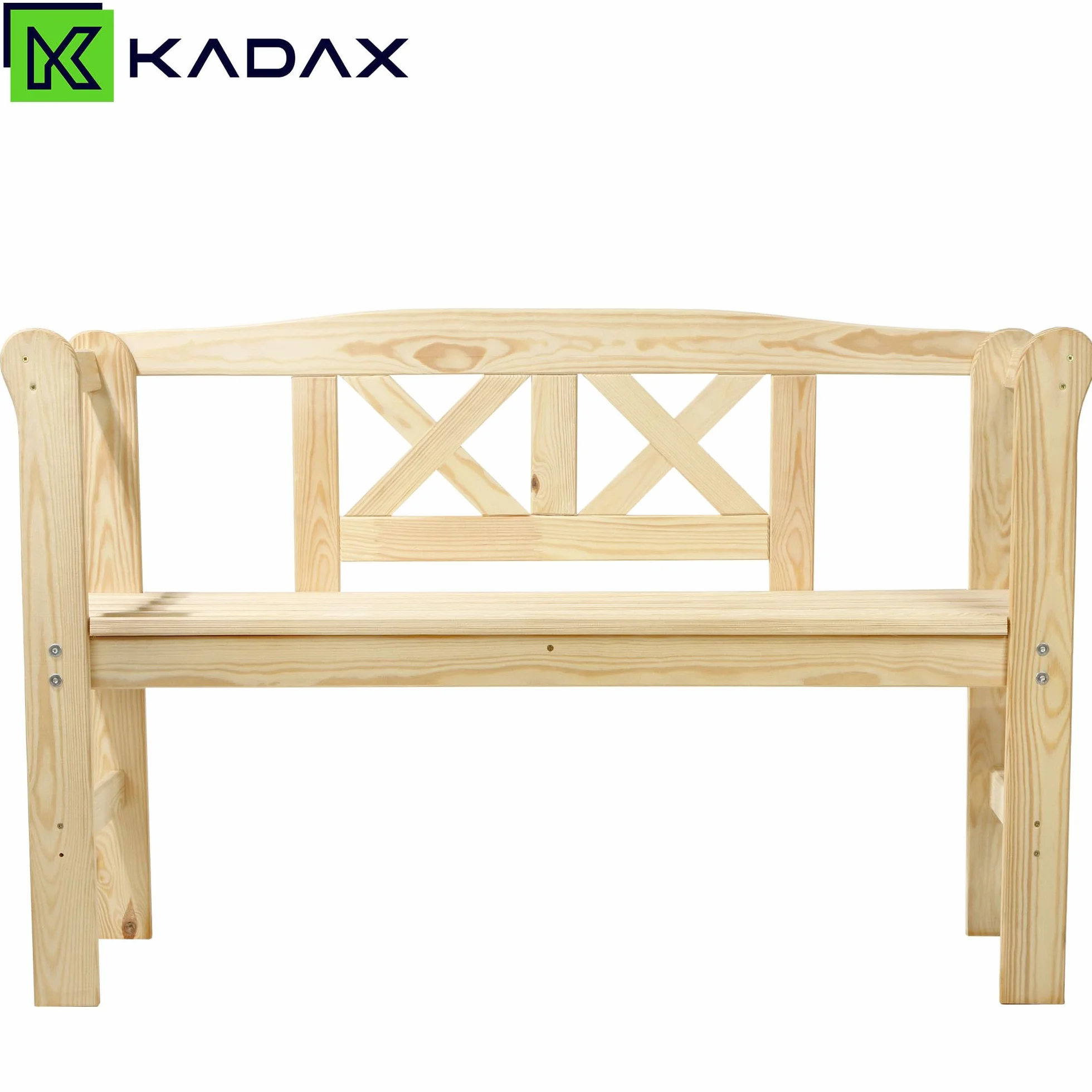 KADAX Ławka ogrodowa 119x44x76cm kolor naturalny, z litego drewna, odporna na warunki atmosferyczne, z oparciem zapewnia wygodne siedzisko na taras, balkon i do ogrodu