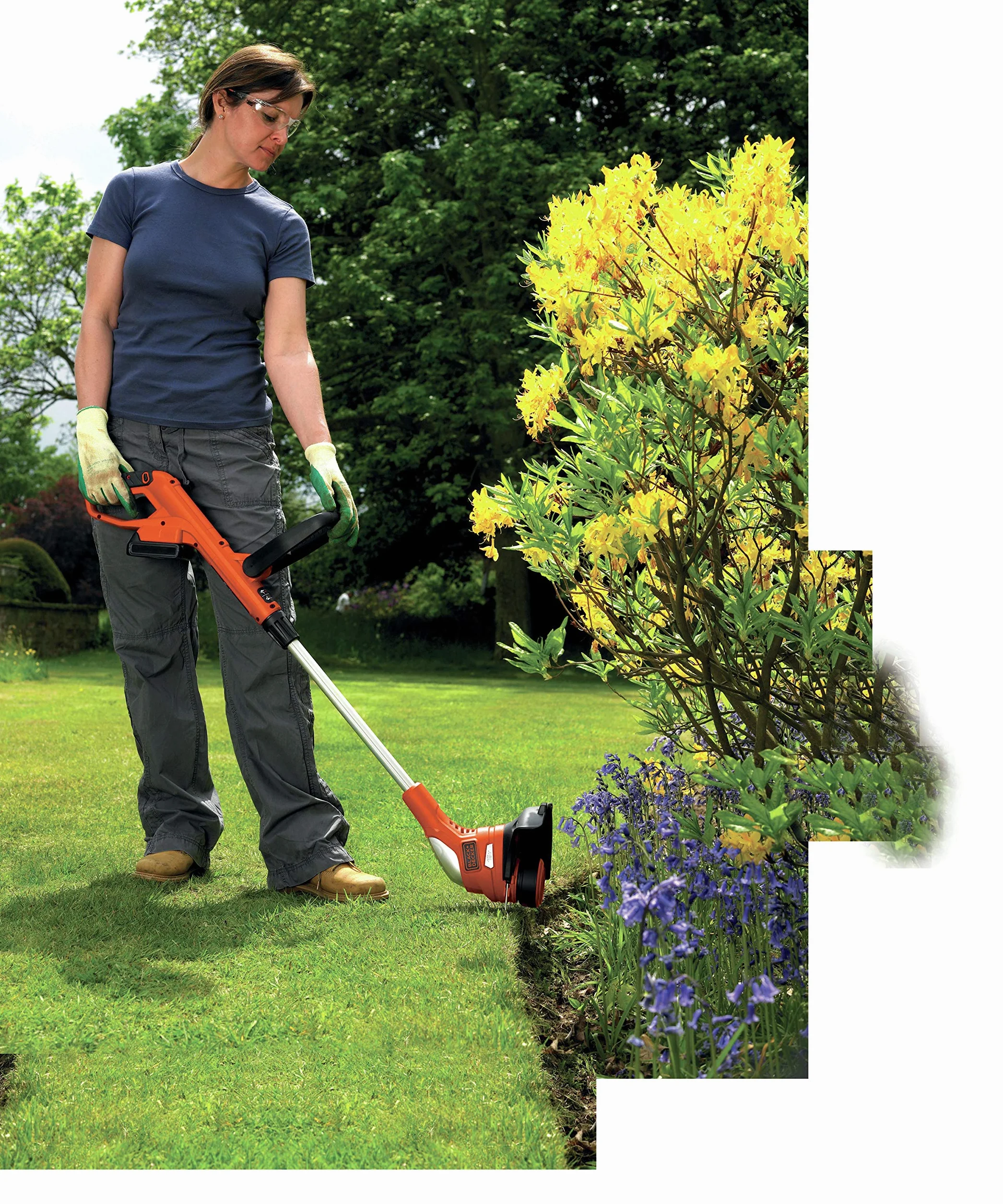 BLACK+DECKER GLC1823L20 podkaszarka do trawy z akumulatorem i ładowarką (akumulator litowo-jonowy 18 V, 2,0 Ah, szerokość cięcia 23 cm, uchwyt dwuuchwytowy, E-Drive, uchwyt teleskopowy)