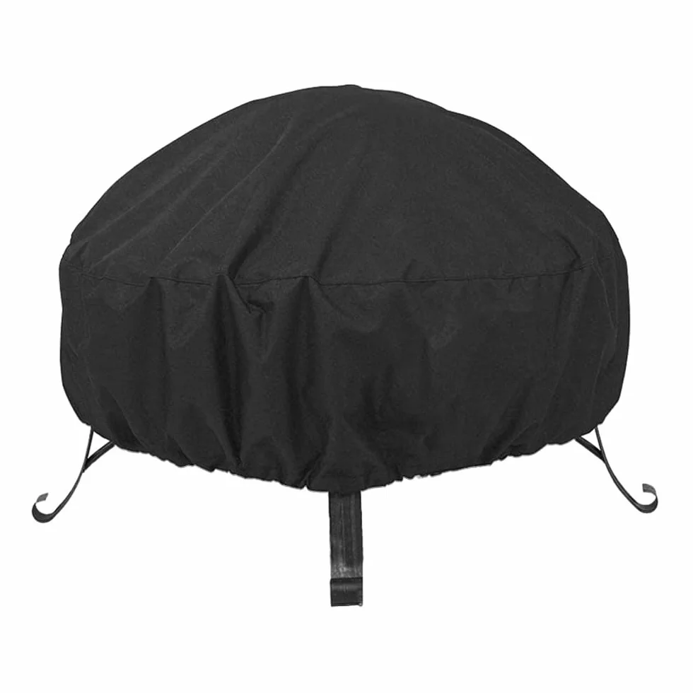 Pokrowiec na palenisko 112 cm, wytrzymały, wodoodporny, okrągły pokrowiec na palenisko, z grubą powłoką PCW, sznurek, pełne pokrycie, pokrowiec na kominek na patio