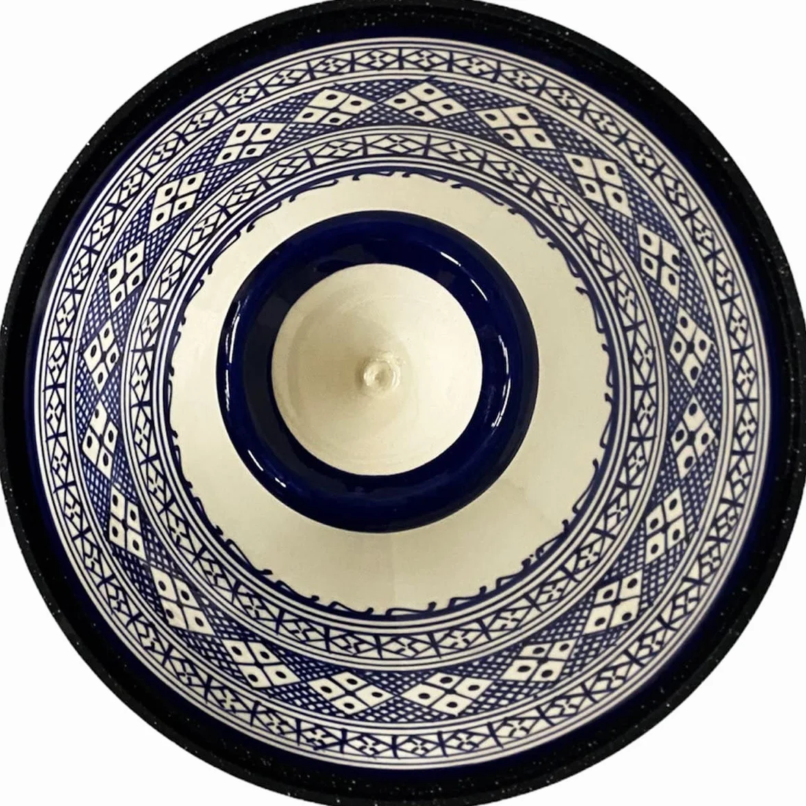 Tajine Fes Ø30cm Indukcja Ręcznie wykonana ceramika biały niebieski