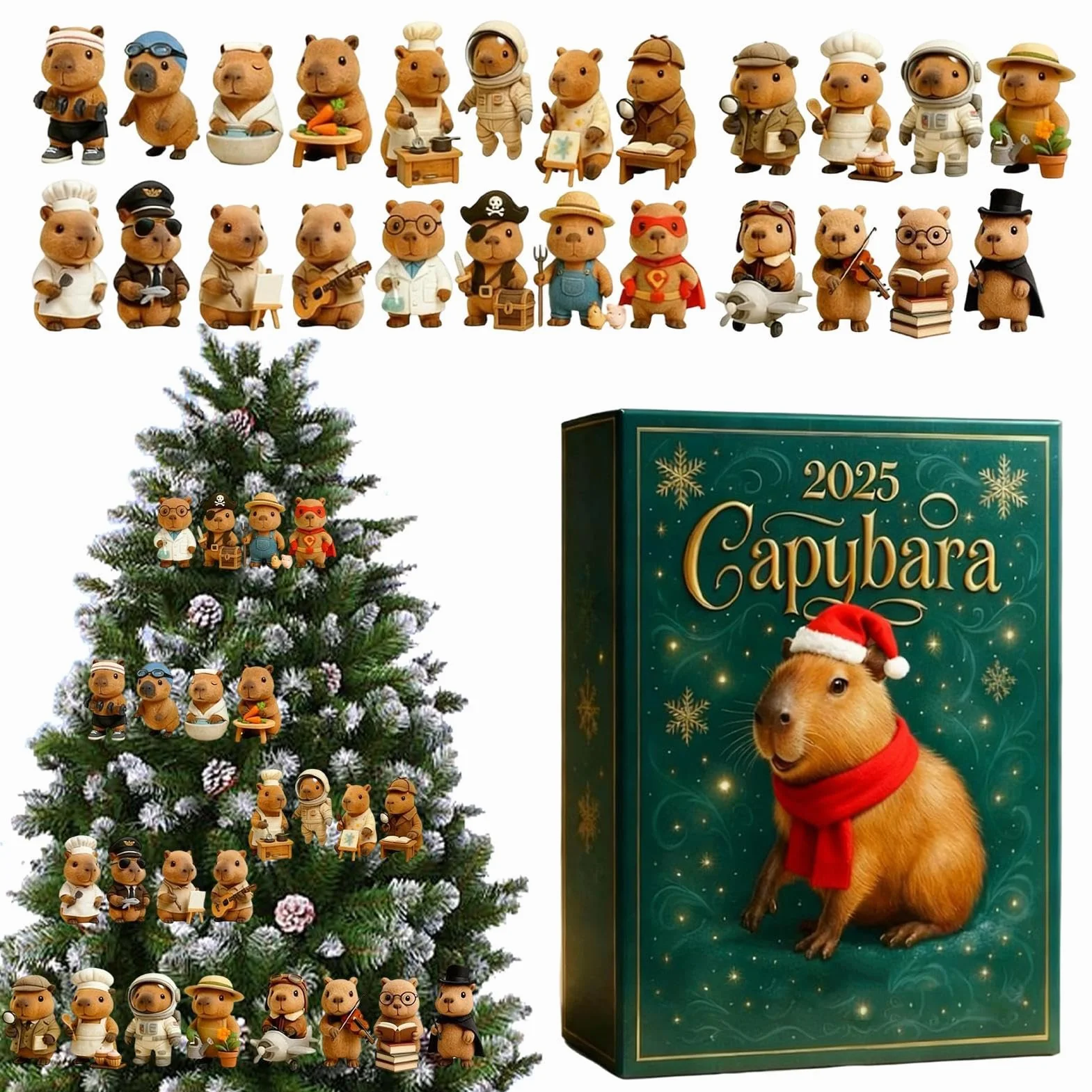 Kalendarz adwentowy Capybara 2025, odliczanie do 24 dni Bo?ego Narodzenia, 24 2D akryl 2025, niespodzianka, prezent na ?wi?ta, urodziny, dla dzieci i doros?ych