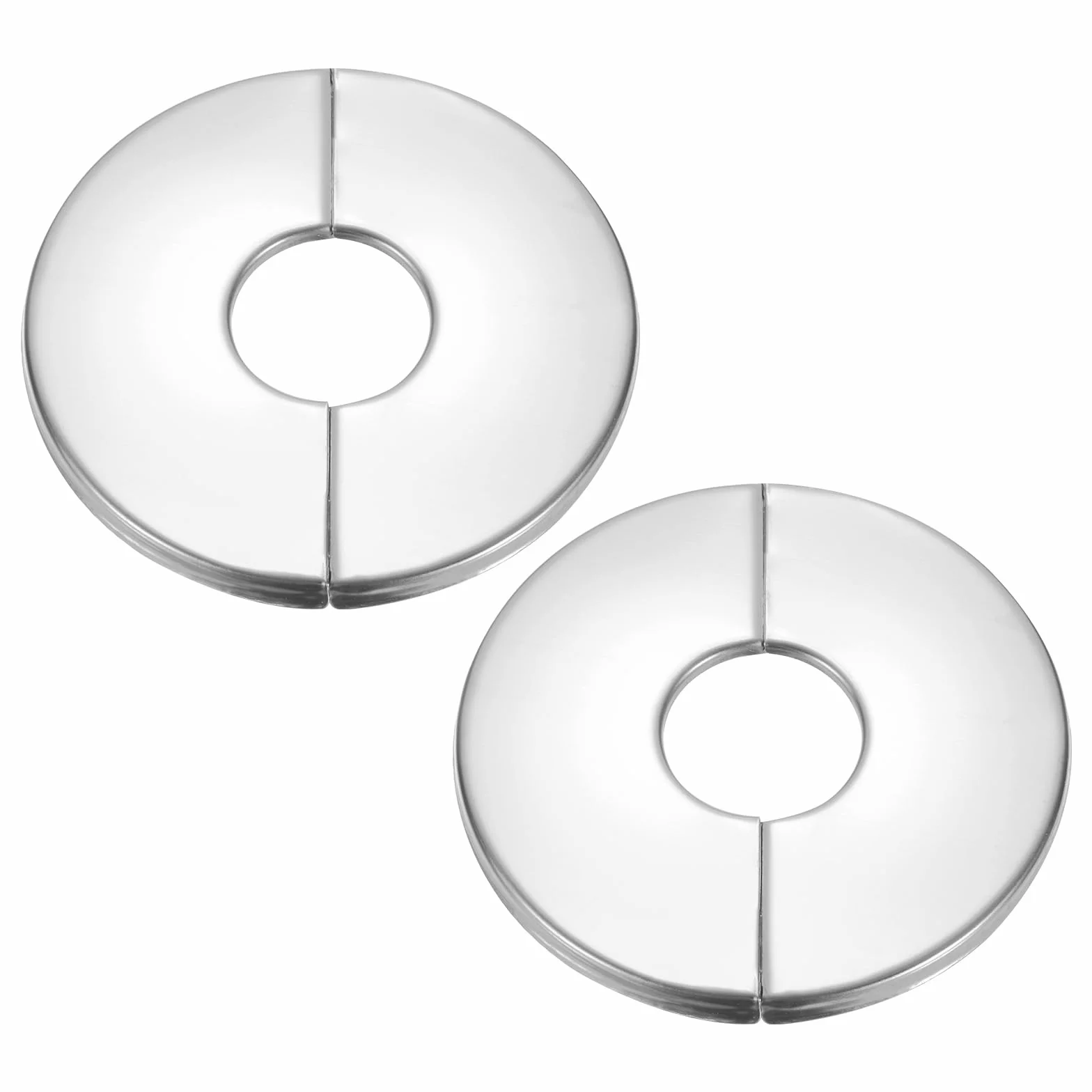 PATIKIL Kołnierz ścienny podzielony 28 mm, 2 sztuki, okrągła, samoprzylepna, stal nierdzewna, osłona ścienna do instalacji wodno-kanalizacyjnej, srebrna, do dekoracji ręcznej rury w kuchni i łazience