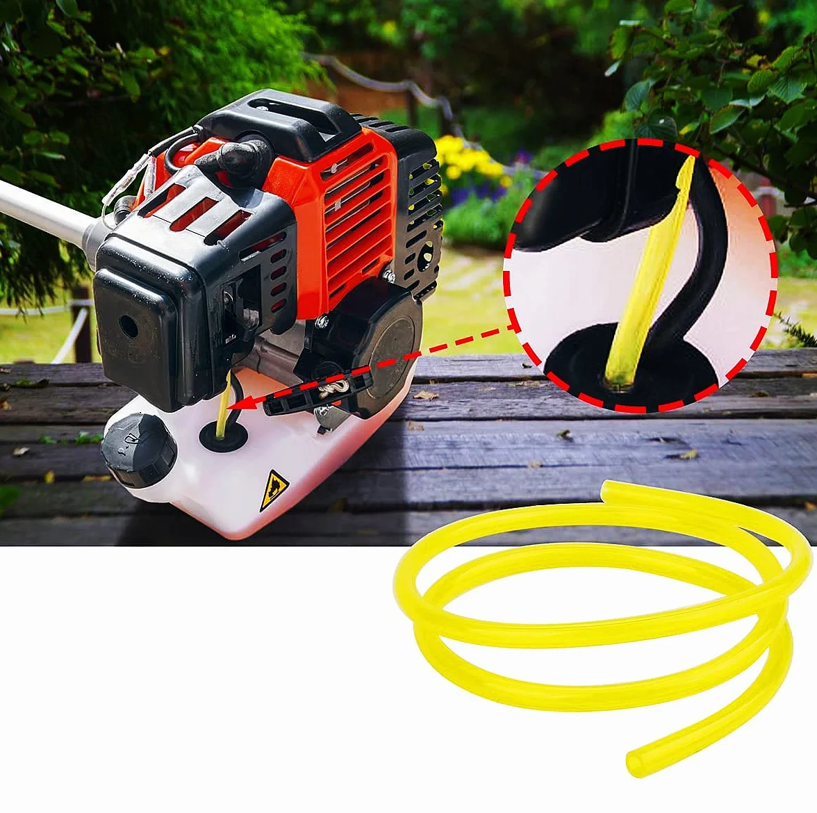 HUAZIZ Żółty wąż do benzyny, zestaw 4 sztuk, wąż paliwowy do piły łańcuchowej, zwykły 2-suwowy mały silnik 1,5 m, wąż olejowy, przewód paliwowy, zamiennik, akcesoria