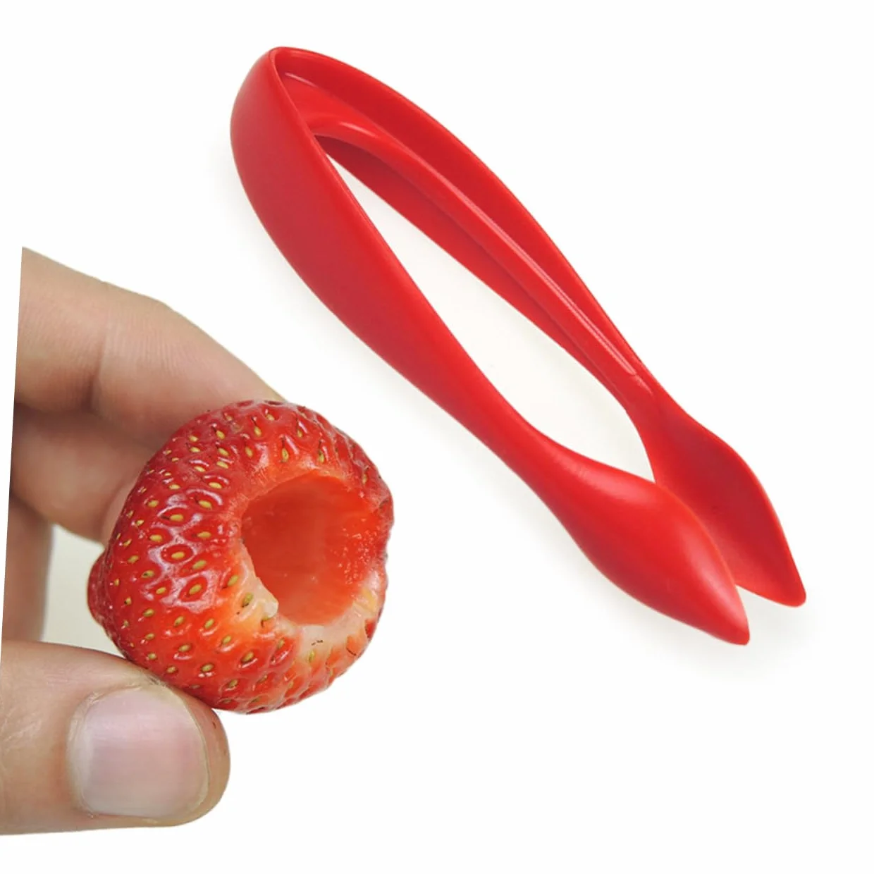 Kreatywny Plastikowy Separator Łodyg Truskawek Narzędzie Do Usuwania Szypułek Owoców 2 Szt. Czerwony