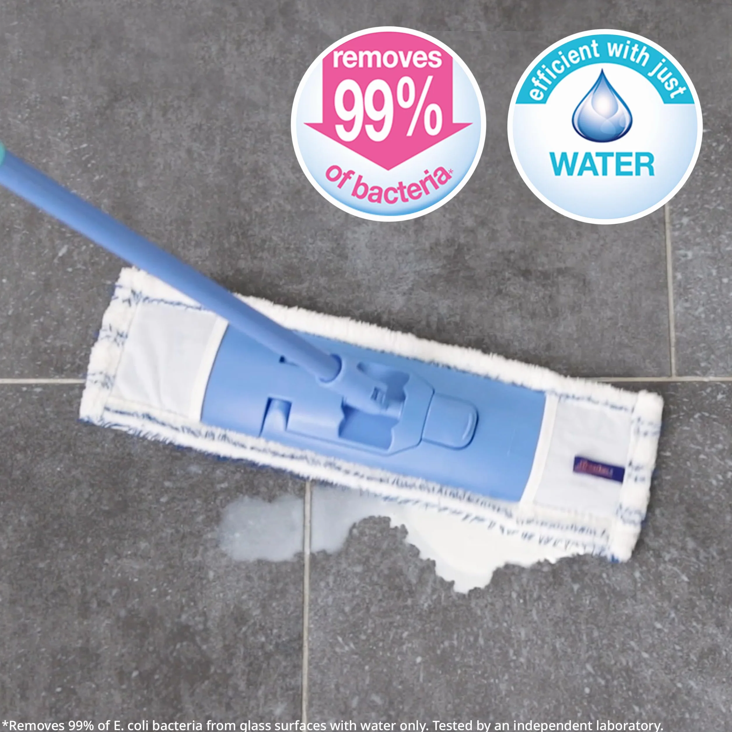 Spontex Bardzo płaski mop | wszechstronny mop z mikrofibry do mopa na mokro i sucho, regulowana długość (80-140 cm) | czyści podłogi laminowane, drewniane i płytki | 2 x wkłady do mopa