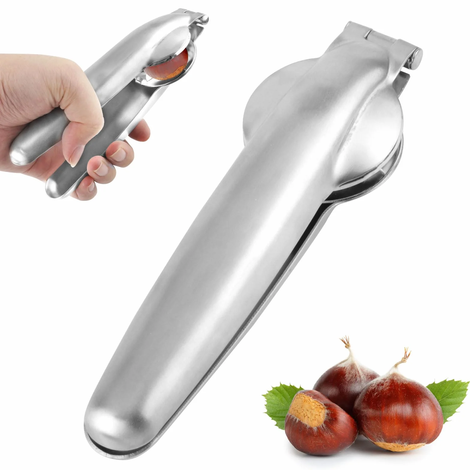 Klips do kasztanów, szczypce do kasztanów ze stali nierdzewnej, otwieracz do kasztanów, klips do kasztanów, metalowy dziadek do orzechów, urządzenia kuchenne, otwieracz do suszonych owoców do włoskich