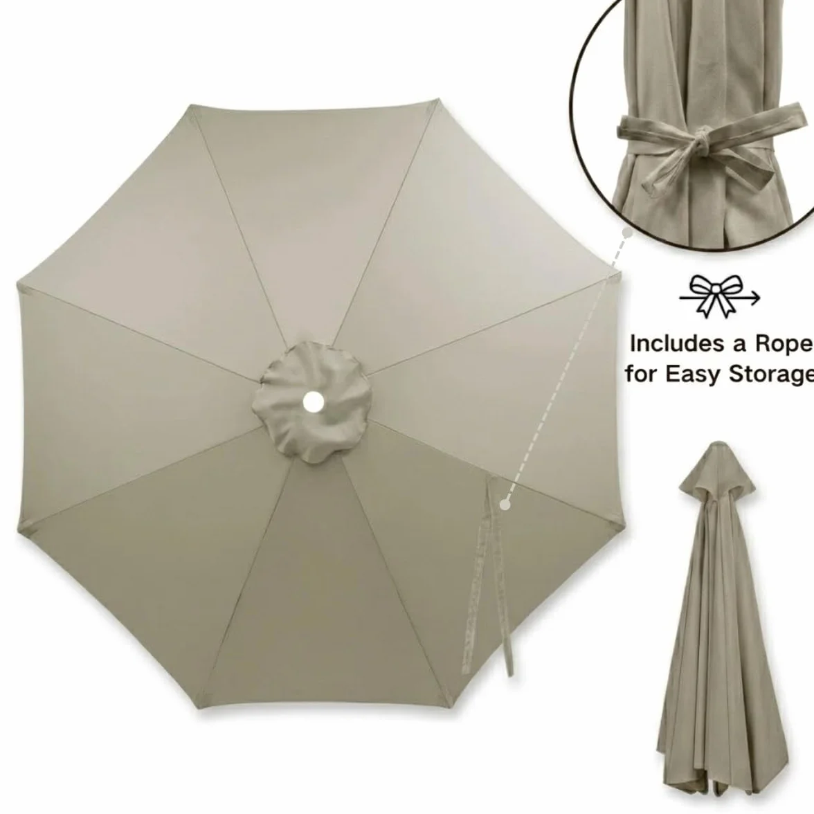 2.0m 2.7m 3.0m 4.0m Zamienna Czasza Parasola Parasol Ogrodowy 6/8 Żeber, Zamienne Poszycie Parasola Na Taras, Wytrzymały Wodoodporny Materiał Ochrona UV Tylko Tkanina