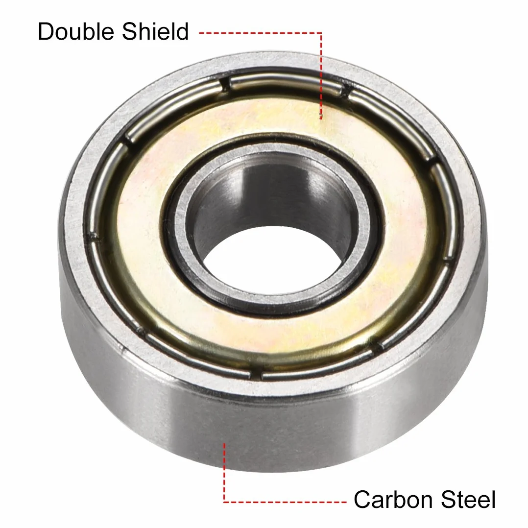 sourcing map 4 sztuki łożysko kulkowe zwykłe 607ZZ podwójny szyld 7 mm x 19 mm x 6 mm stal węglowa DE