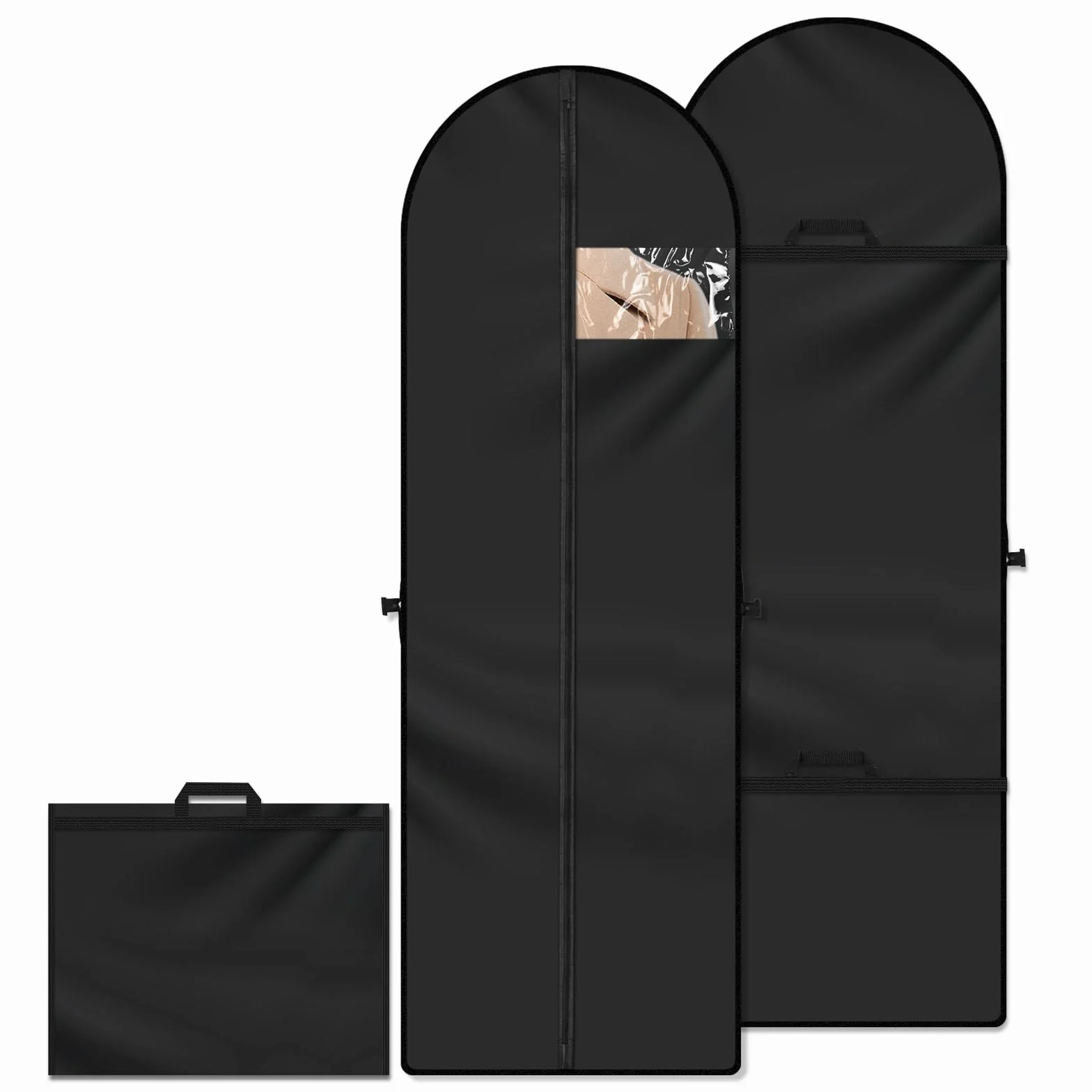 VMUTGA 60 x 180 cm długie worki na ubrania, składane pokrowce na ubrania, torba do noszenia garnituru z zamkiem błyskawicznym i uchwytami, oddychający, odporny na mole, worek na ubrania, torby