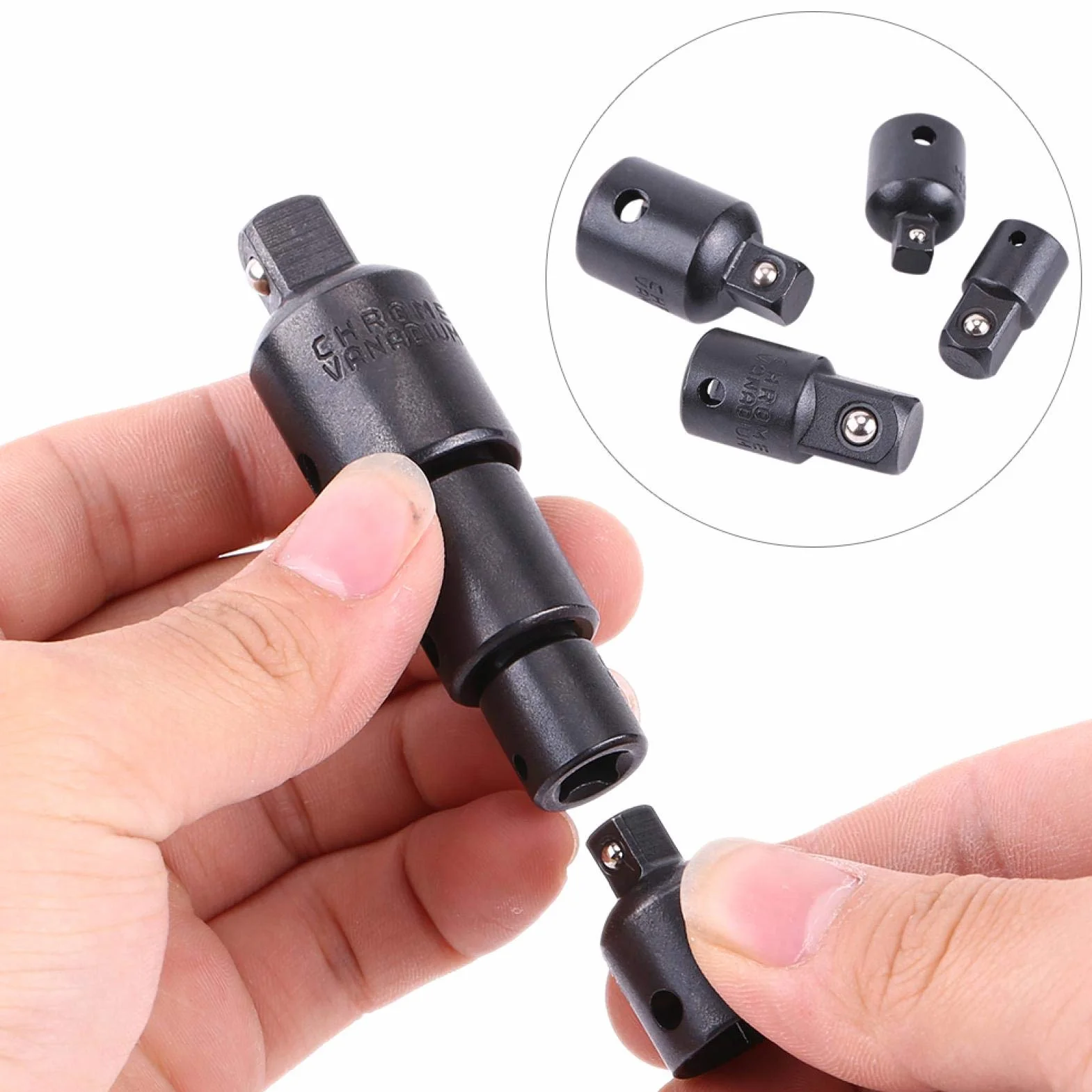 Akozon Zestaw adapterów zwiększających i redukcyjnych 4 szt. Adapter Konwerter 1/2"1/4" 3/8"Do nasadek i końcówek