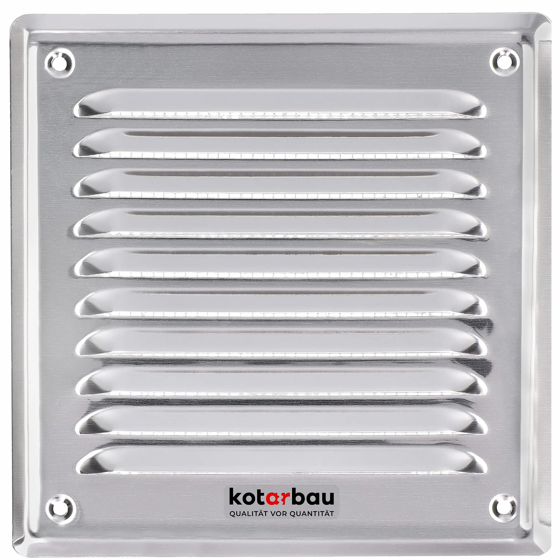 KOTARBAU® Kratka Wentylacyjna - 165 X 165 MM - Wentylacja z Siatką - Stal Nierdzewna - Metalowa - Srebrna