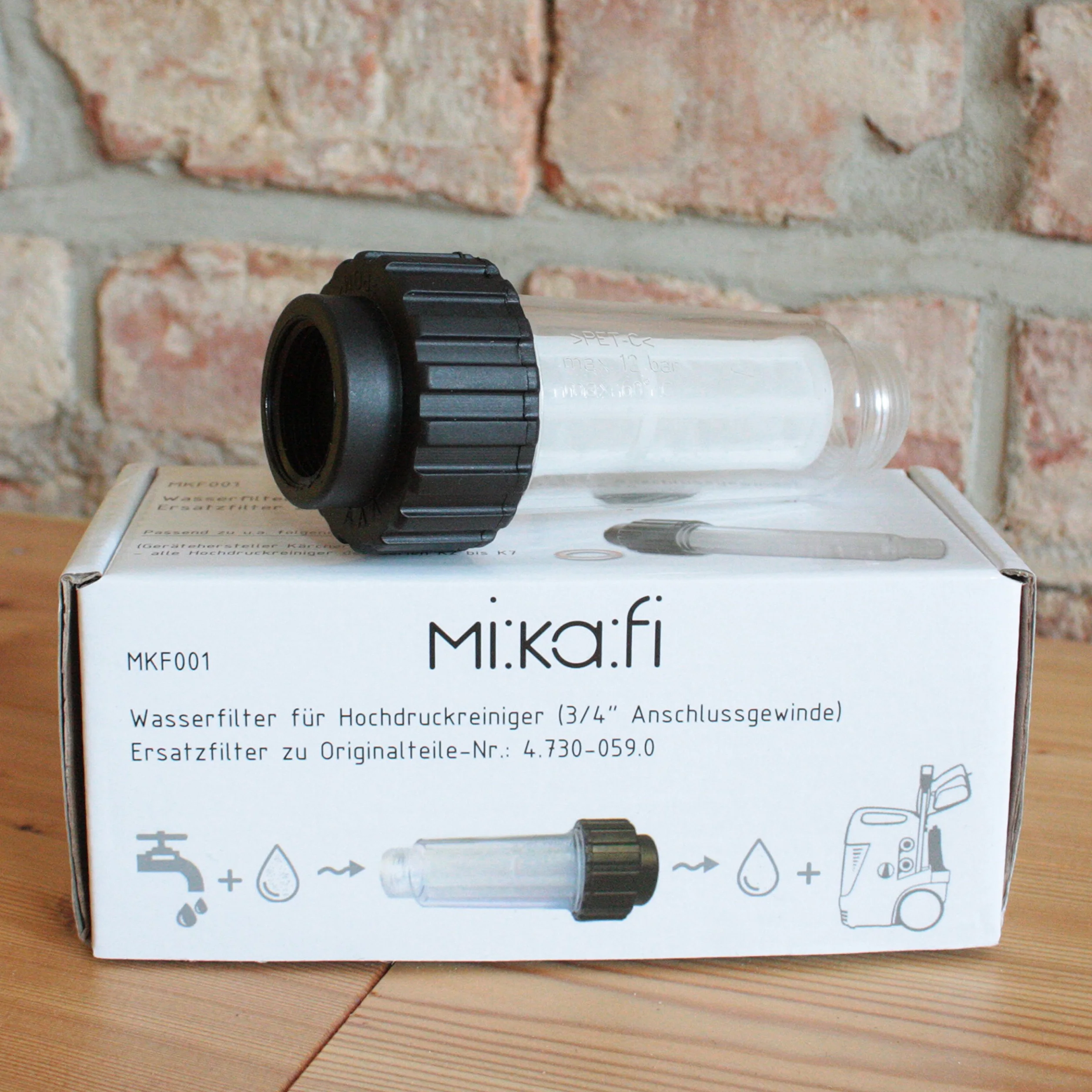 Filtr wody | do myjek wysokociśnieniowych, pompy ogrodowej, nawadniania ogrodu, kampera | przyłącze ¾ cala | pasuje do Kärcher 4.730-059.0 (w zestawie sitko zapasowe i adapter, 1 x filtr)