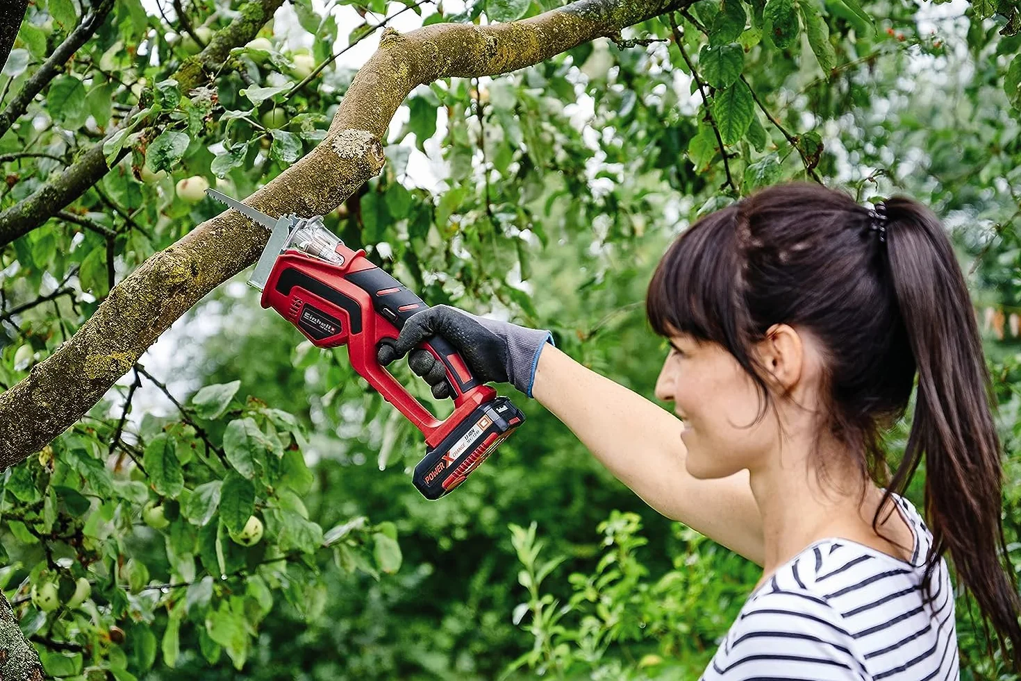 Einhell Akumulatorowa piła do gałęzi GE-GS 18 Li-Solo Power X-Change (Li-ion, 18 V, brzeszczot o długości 150 mm, wysokiej jakości z beznarzędziową wymianą, bez akumulatora i ładowarki)