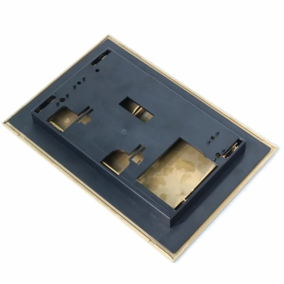 TECE Złota podwójna płytka spłukiwana kwadratowa płytka z przyciskiem do ukrytych cystern pneumatyczne podwójne spłukiwanie szczotkowane złoto 20 x 150 x 5 mm