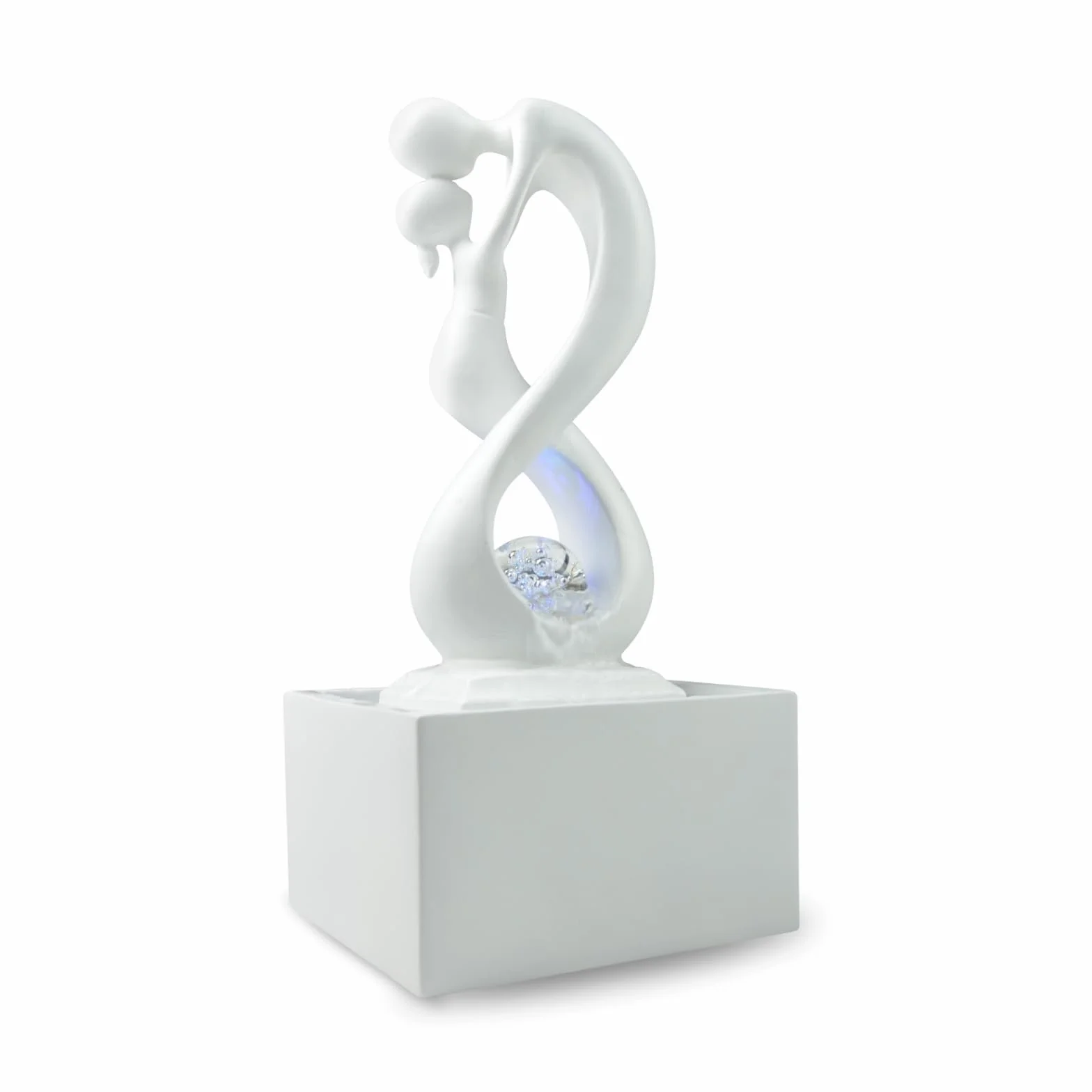 Zen'Light - Nowoczesna fontanna wewnętrzna Amor White z kolorowym światłem LED - Wystrój w stylu sztuki współczesnej, idealna medytacja i relaks - Oryginalny design Obrotowa kula zamknięta -