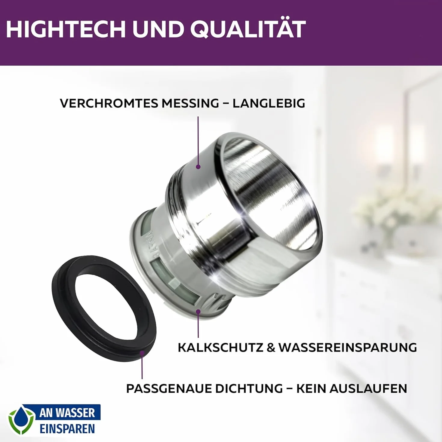 BLANCO Regulator strumienia w wykończeniu ze stali nierdzewnej | M22x1 SW22 | Wysokie ciśnienie | Zalecany do ALTA-S, LINUS-S, ZENOS-S, CULINA-S Mini