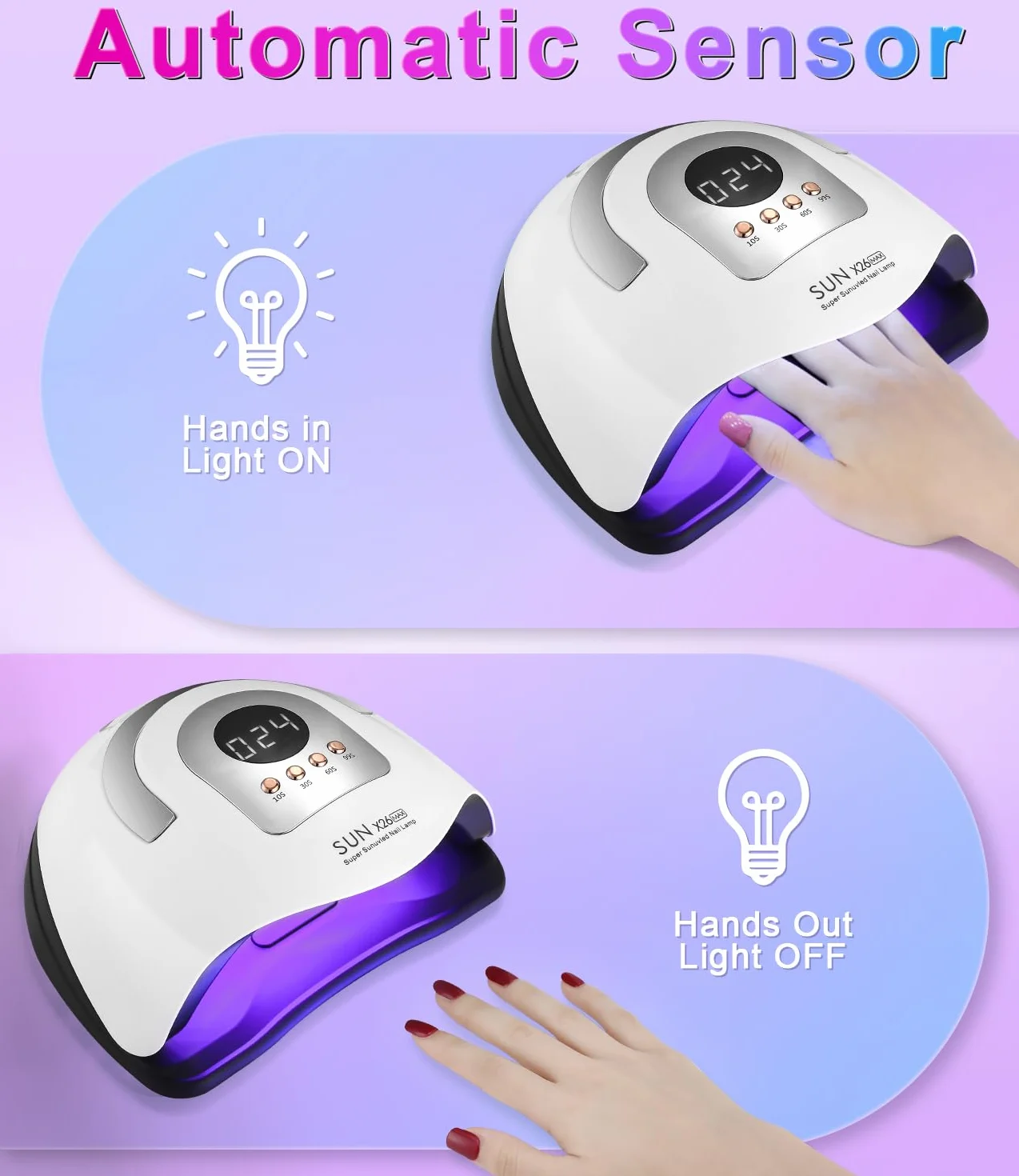 Lampa UV do paznokci 380 W, 81 LED lakier żelowy do paznokci, 4 timery, wyświetlacz LCD, automatyczny czujnik, szybka suszarka, nadaje się do wszystkich lamp