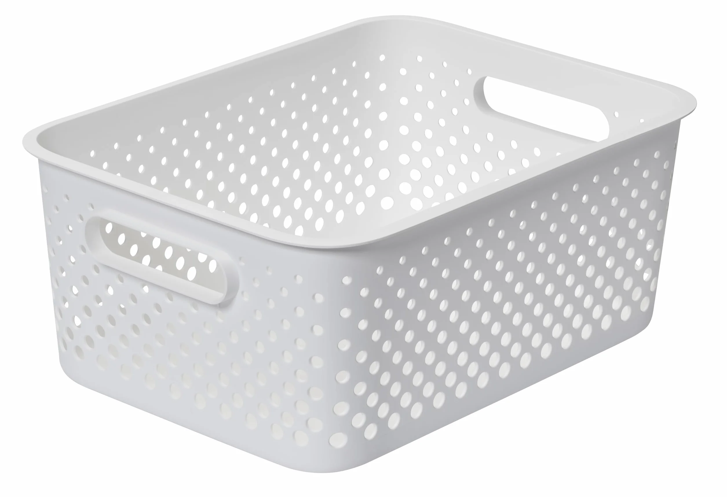 SmartStore Plastikowy kosz do przechowywania z uchwytami, średni 11,4 l, trwały, z recyklingu i zrównoważony, biały, organizer domowy na półki, do kuchni, łazienki + 10-letnia, kosz do