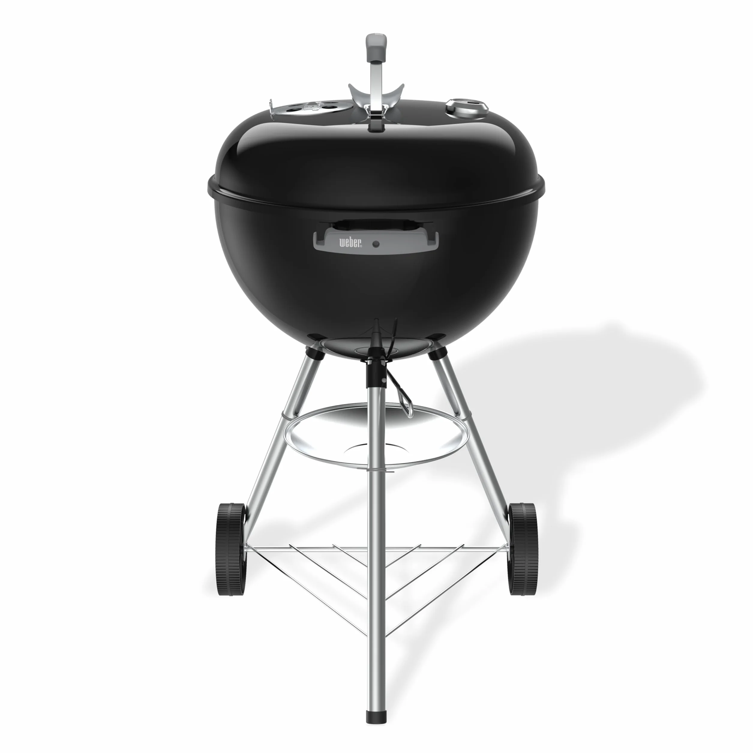 Weber Grill Węglowy Weber Original Kettle, Pokrywa i Misa Pokryte Emalią Porcelanową, Powierzchnia Grillowania 47cm, System Czyszczenia One-Touch, Termometr w Pokrywie, Stojak Trójnożny, Kółka, Czarny