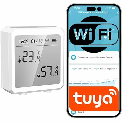 Czujnik temperatury i wilgotności WiFi ekran LCD aplikacja Tuya Smart Life