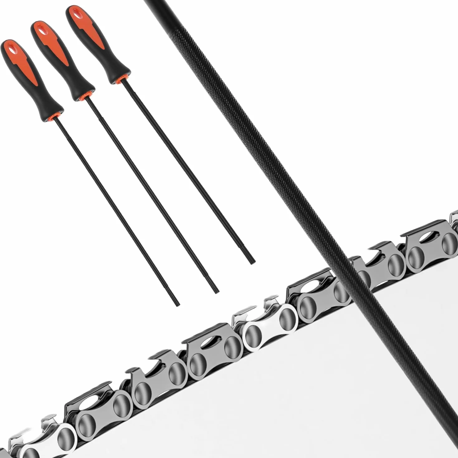 QWORK® Ostrzałka do pił łańcuchowych, 4,0 mm, 4,8 mm, 5,5 mm, ostrzałka łańcuchowa ze stali węglowej, okrągłe pilniki do konserwacji łańcucha piły łańcuchowej, 3 szt