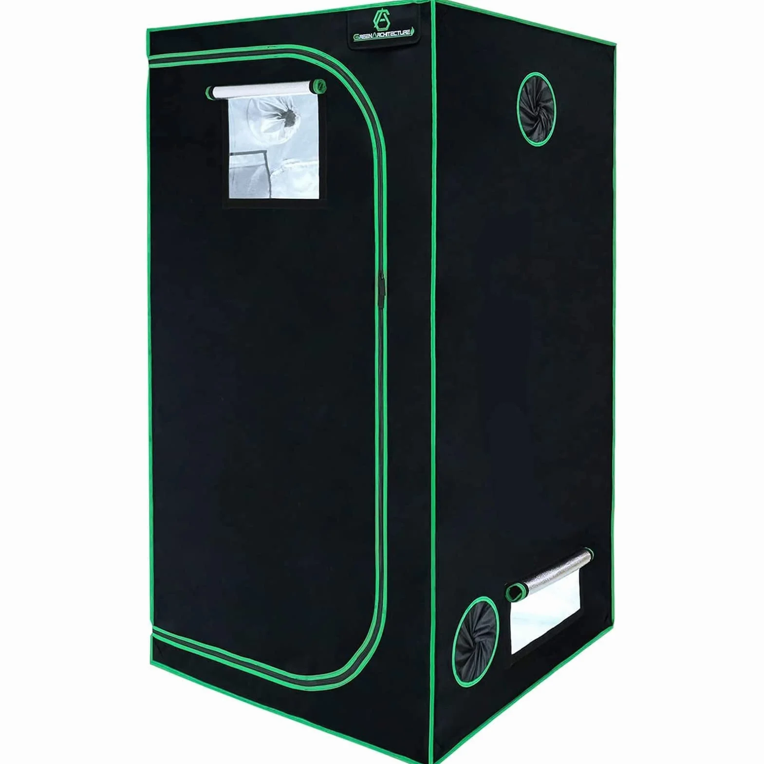 GA Grow namiot do uprawy 60 x 60 x 120 cm, odblaskowy namiot do uprawy hydroponicznej mylaru, z oknem obserwacyjnym i wodoodporną tacą podłogową do uprawy roślin w pomieszczeniach, 50 x 5 cm