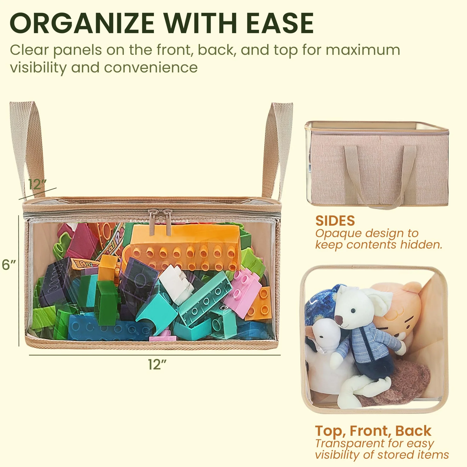 holay 2-pak Składanych Pudełek PVC z Przezroczystą Pokrywą i Uchwytami, 30 x 30 x 15 cm Organizer na Ubrania, Zabawki i Książki (Biały, Mały)