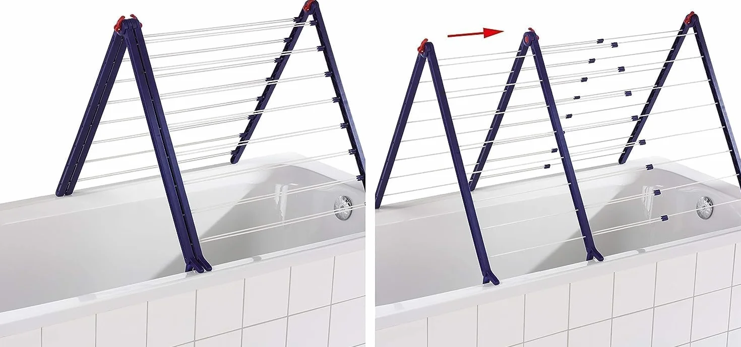 Leifheit suszarka na wannę Pegasus Bath 190 Extendable, stabilna suszarka stojąca do wanny, wysuwana, wyjątkowo wąska, idealna do małych łazienek