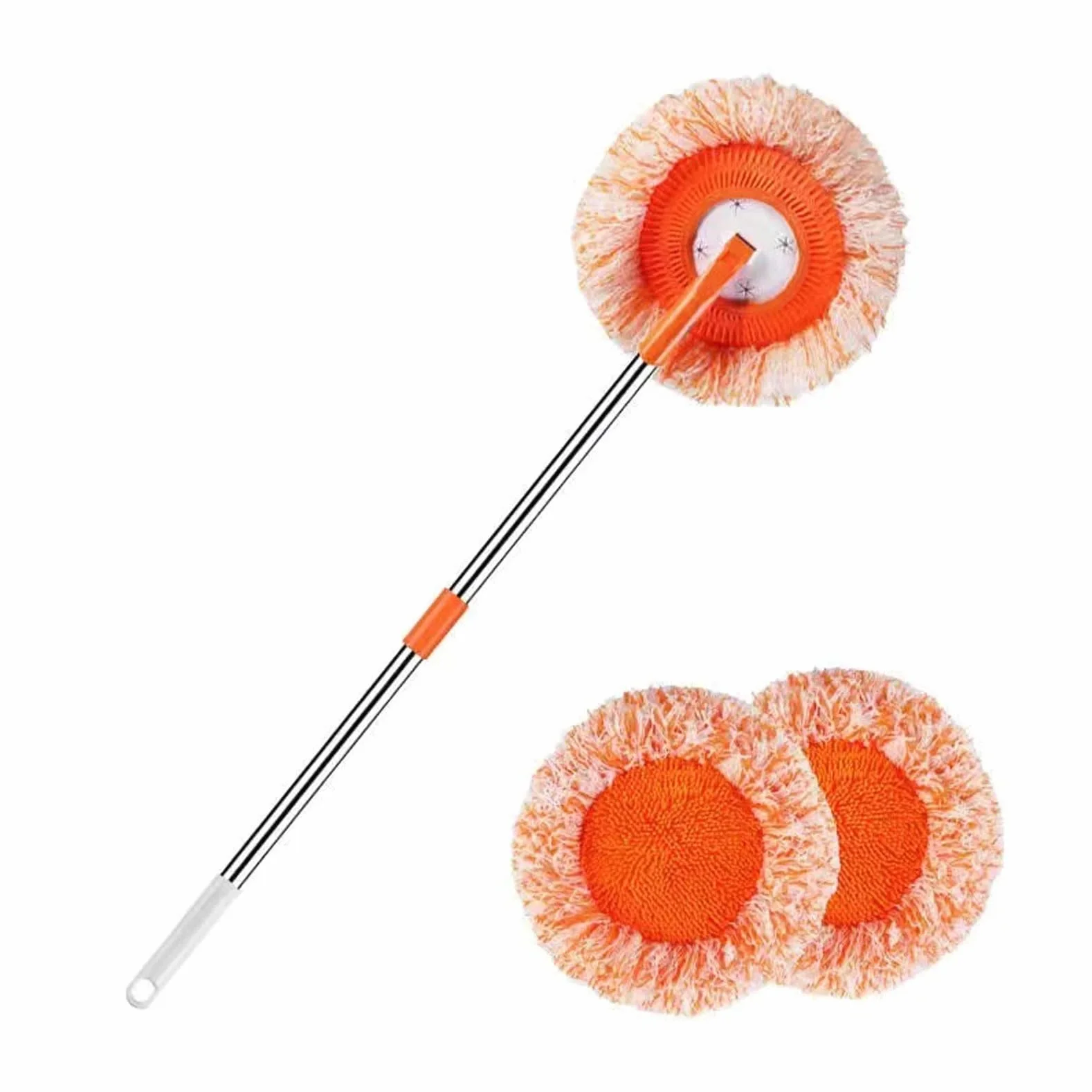 Mop Do Czyszczenia Z Możliwością Obrotu O 360° I Długą Rączką, Wielofunkcyjny, Do Czyszczenia Domu, Na Ścianę, Sufit, Okno, Podłogę(Orange,1.5m)