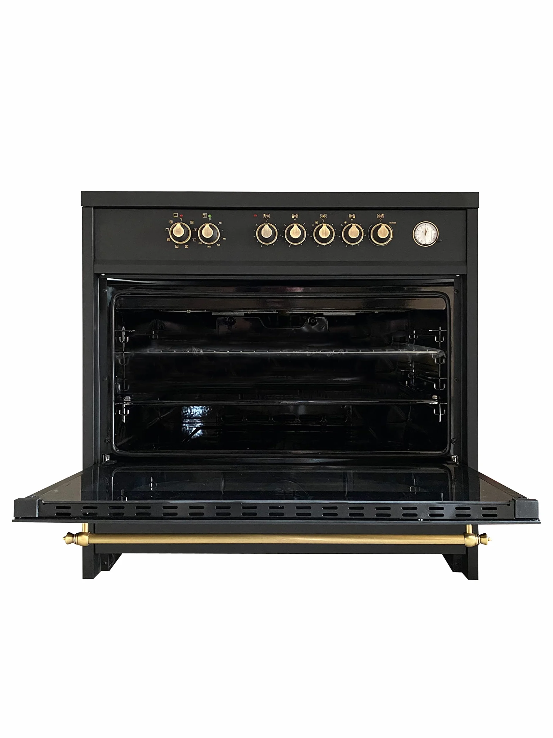 GURARI Elektryczna kuchenka stojąca 90 cm GCH E 912 BL Retro ceramiczna Czarna 121 L Wolnostojąca