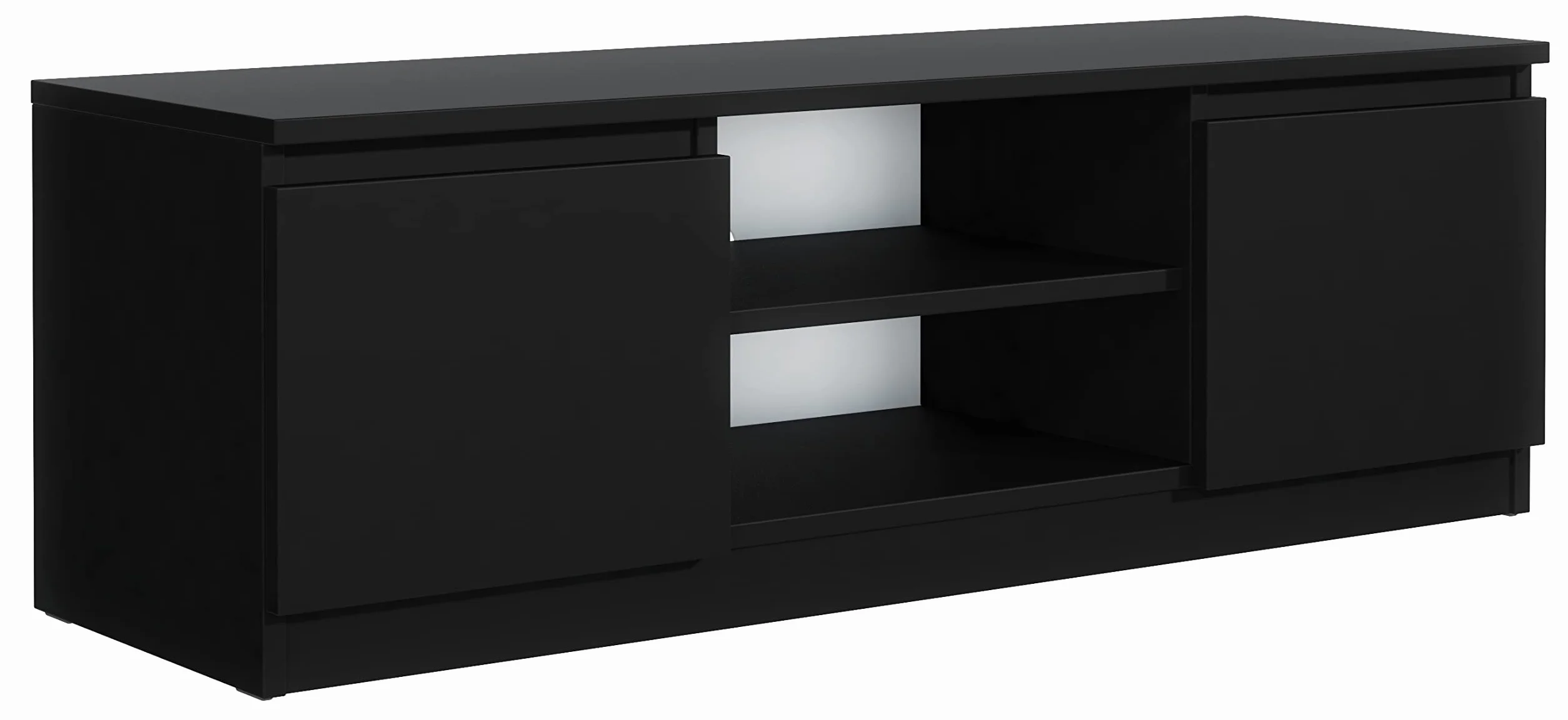 meble masztalerz Szafka RTV 120 cm - Czarny Mat - 2 x Drzwi - Szafka pod Telewizor - Wolnostojąca & Nowoczesna z Miejscem do Przechowywania - Stolik do Salonu - Czarna 120x38,5x39 cm