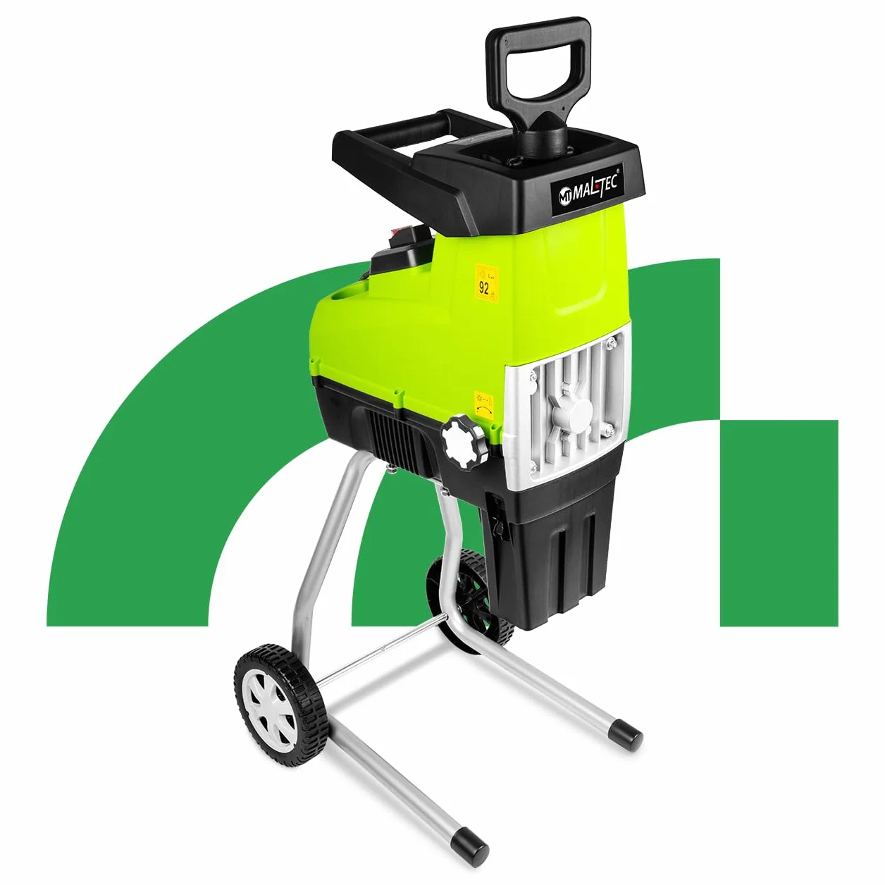 MalTec Rozdrabniacz ogrodowy elektryczny 3500 W, rozdrabniacz do drewna, worek na odpady 60 l, grubość cięcia do 44 mm