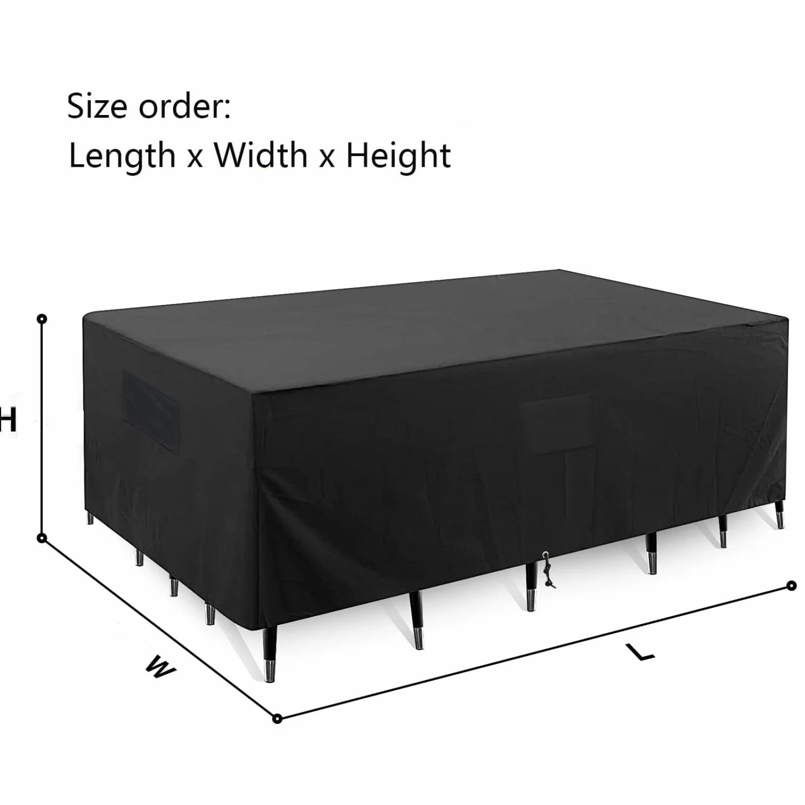 Wodoodporny pokrowiec na meble ogrodowe, 270 x 210 x 80 cm, wodoodporny pokrowiec na meble ogrodowe, ochrona przed promieniowaniem UV, ulepszona, odporna na rozdarcie, tkanina Oxford 600D, rattanowe
