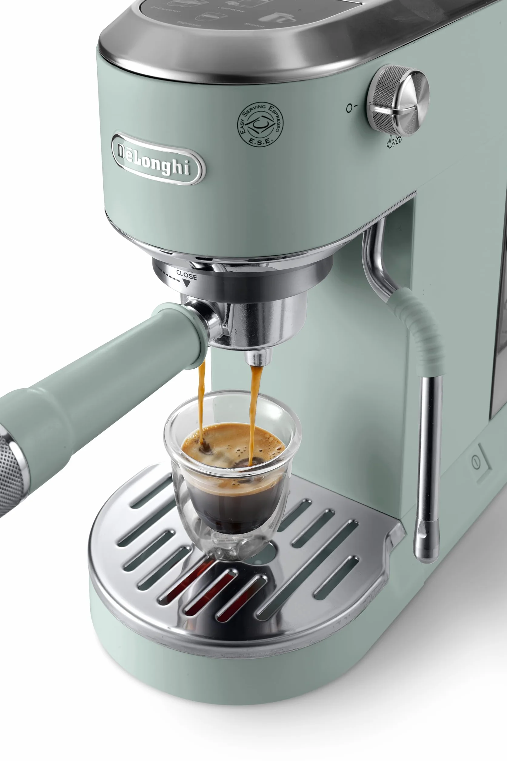 De'Longhi Dedica Duo EC890.GR ręczny ekspres do kawy do espresso, cappuccino i cold brew, barista, wyrzutnia parowa My LatteArt, wyświetlacz dotykowy, 15 cm
