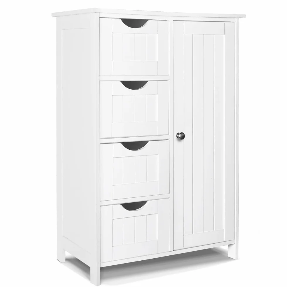 VOUNOT Szafka Łazienkowa z Szufladą i Regulowaną Półką z Uchwytem Organizatorem, Szafka do Przechowywania, do Salonu, Kuchni, Sypialni, 30 x 55 x 82 cm, Biała