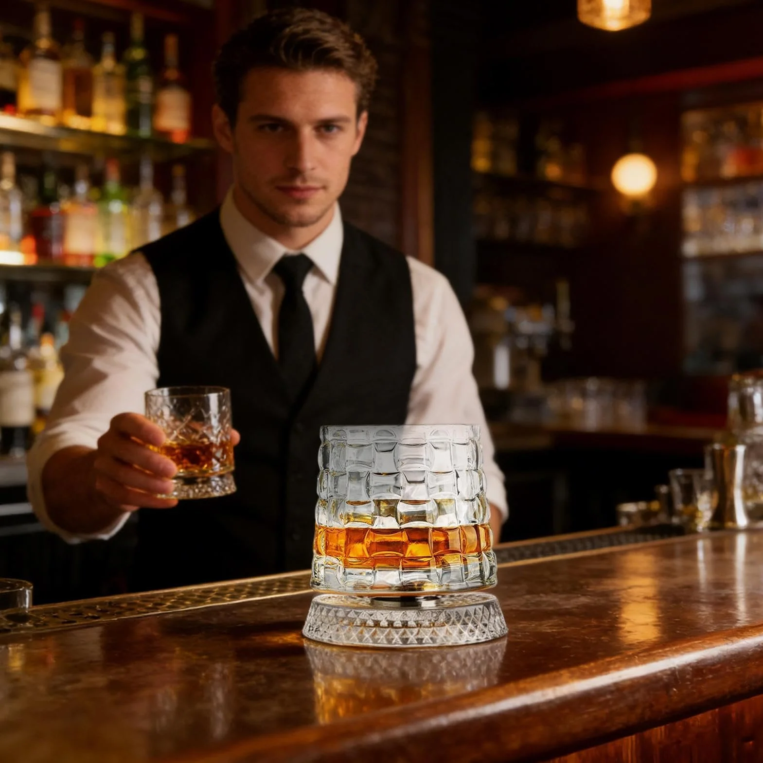 Kryształowa Szklanka Do Whisky Obrotowa 360 Stopni Starożytne Naczynie Degustacyjne