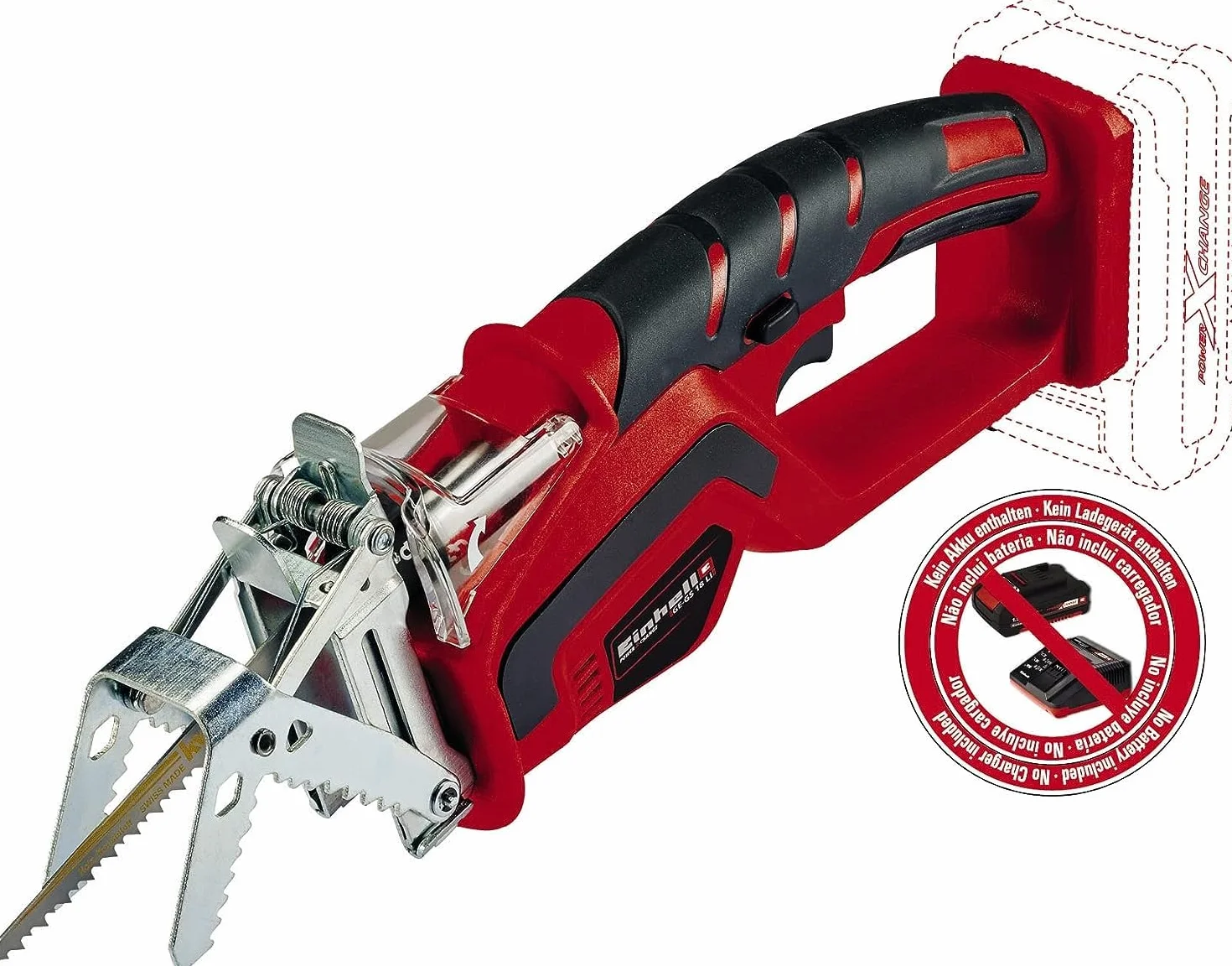 Einhell Akumulatorowa piła do gałęzi GE-GS 18 Li-Solo Power X-Change (Li-ion, 18 V, brzeszczot o długości 150 mm, wysokiej jakości z beznarzędziową wymianą, bez akumulatora i ładowarki)