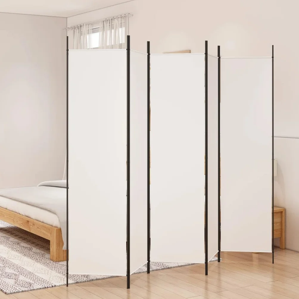 vidaXL Parawan 5-panelowy, biały, 250x200 cm, tkanina