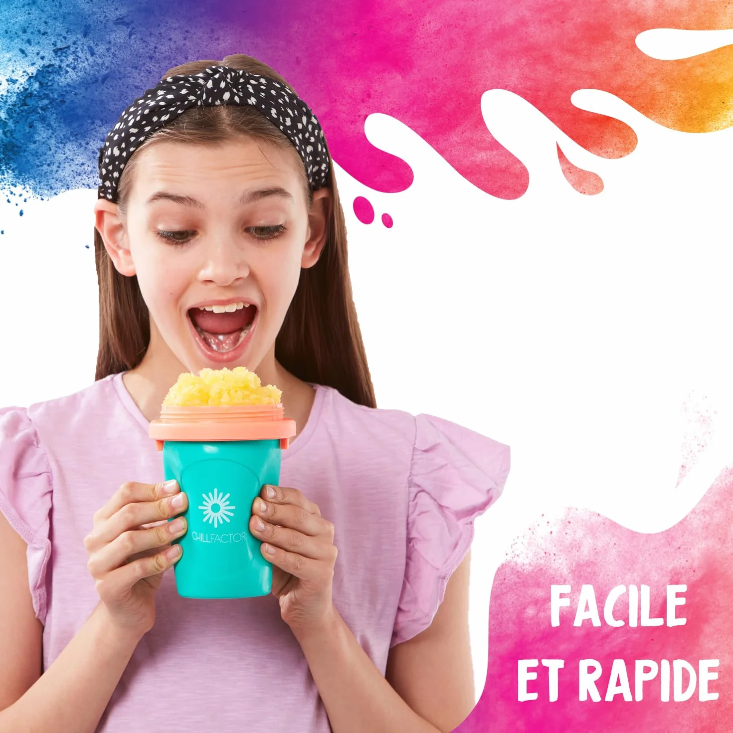Bandai - Chillfactor Granity Kubek dostarczany ze słomką - losowy kolor niebieski, różowy lub zielony - CO07749