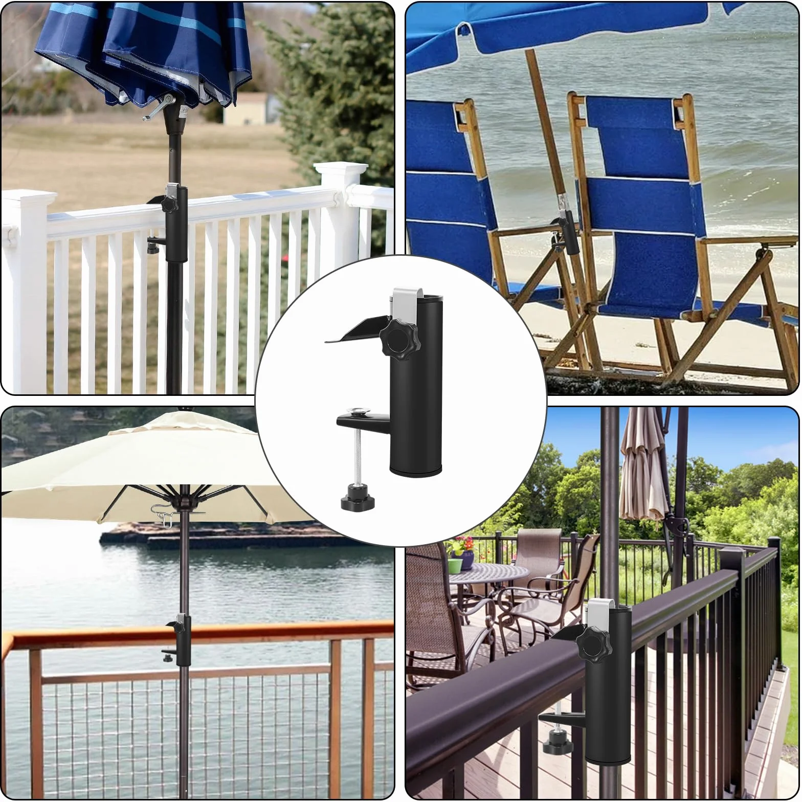 DELAESI Uchwyt na parasol przeciwsłoneczny, uchwyt na balkonowy parasol, uchwyt na balustradzie balkonu, uchwyt na parasol przeciwsłoneczny, uchwyt na balkon, taras lub stół, camping