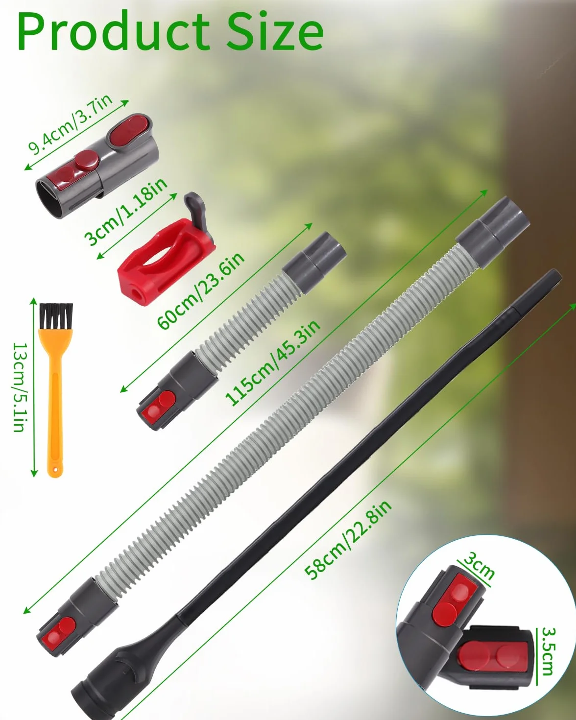 Jissta Zamienne przyłącze węża do odkurzacza Dyson V15, V11, V10, V8, V7 z elastyczną dyszą przyłączeniową, wężem przedłużającym, zamknięciem przełącznika i szczotką do czyszczenia