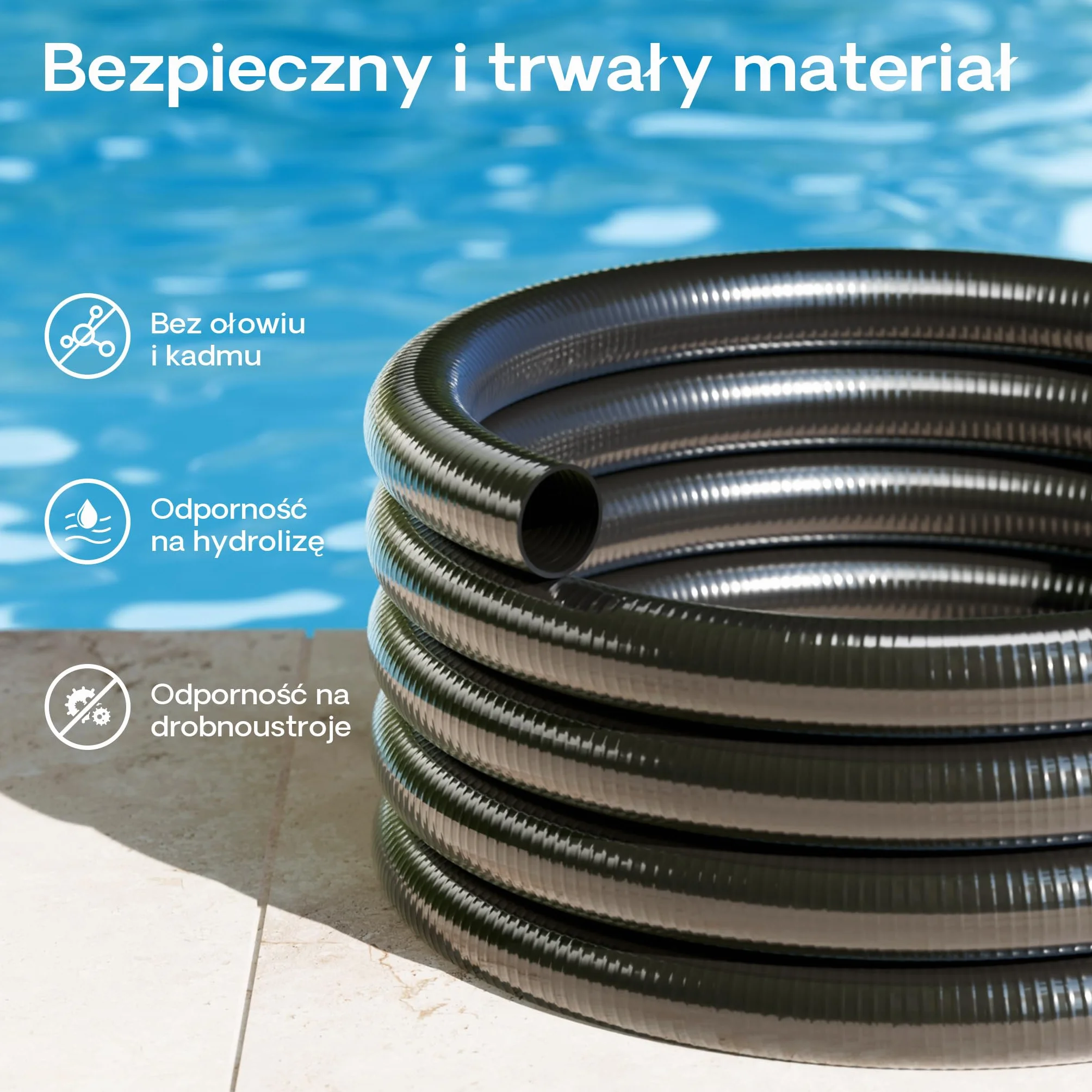 Wiltec wąż tłoczny i ssawny 10m wąż do oczka wodnego 38mm (1 1/2") czarny odporny na zimno do -5 °C, bardzo dobra odporność na promieniowanie UV wąż do pompy