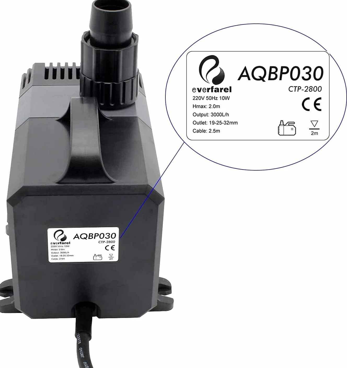 Super Eco Pompa do oczka wodnego, strumieniowa pompa wodna, 40 W, wysokość podnoszenia słupa wody 4,8 m, 5200 l/h